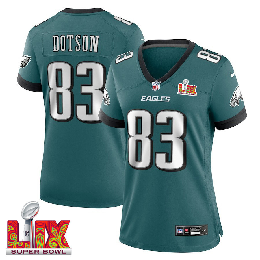 Jahan Dotson #83 Philadelphia Eagles Super Bowl LIX Women's Jersey - Midnight Green