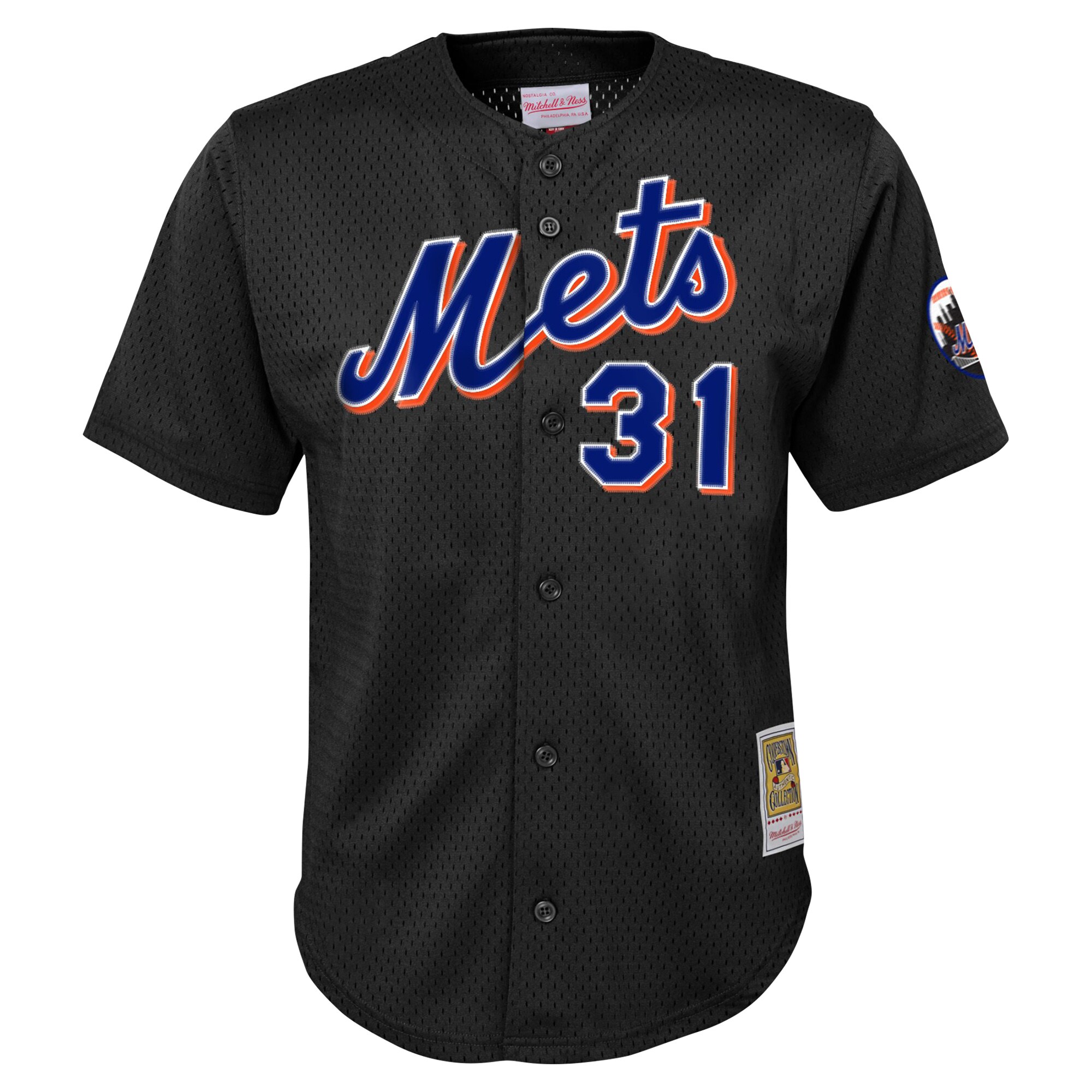 Mike Piazza New York Mets Mitchell & Ness Youth Cooperstown CollectionMesh Batting Practice Jersey - Black