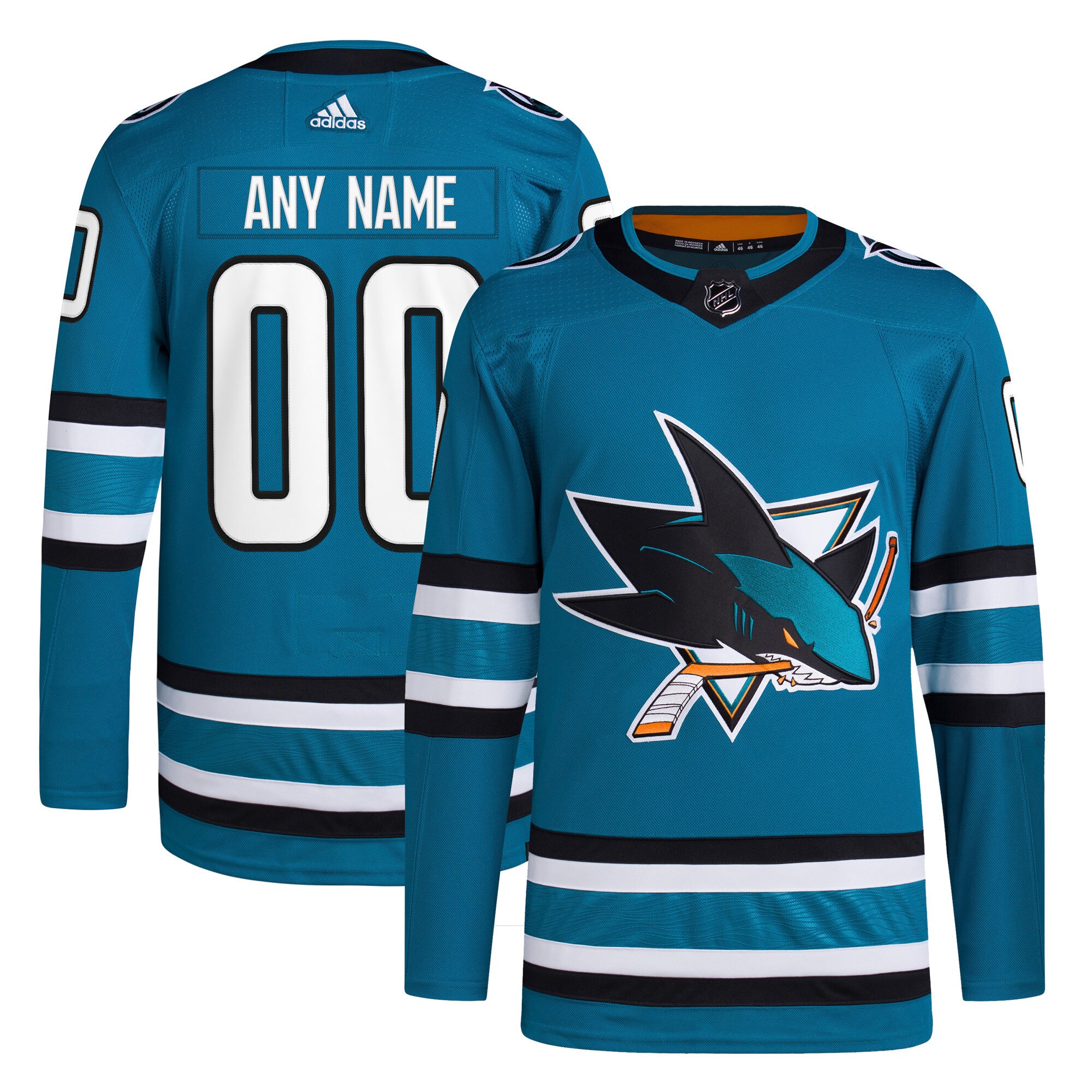 San Jose Sharks adidas Home Primegreen Authentic Custom Jersey - Teal