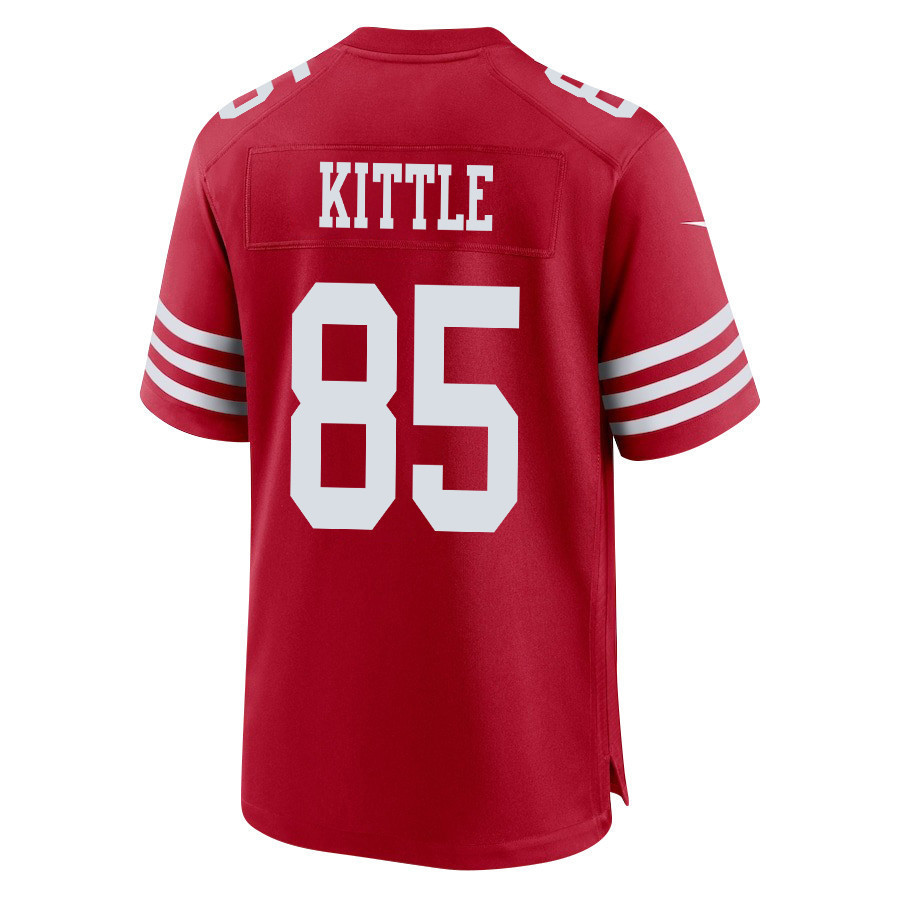George Kittle 85 San Francisco 49ers Super Bowl LVIII Patch Game Men Jersey - Scarlet