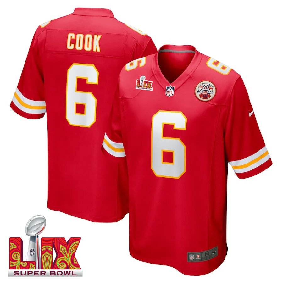 Bryan Cook #6 Kansas City Chiefs Super Bowl LIX Jersey - Men's - Red
