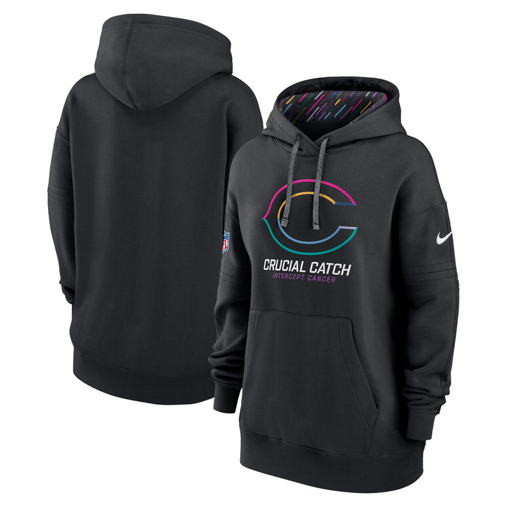 Chicago Bears Women's 2024 Crucial Catch Club Pullover Hoodie - Black