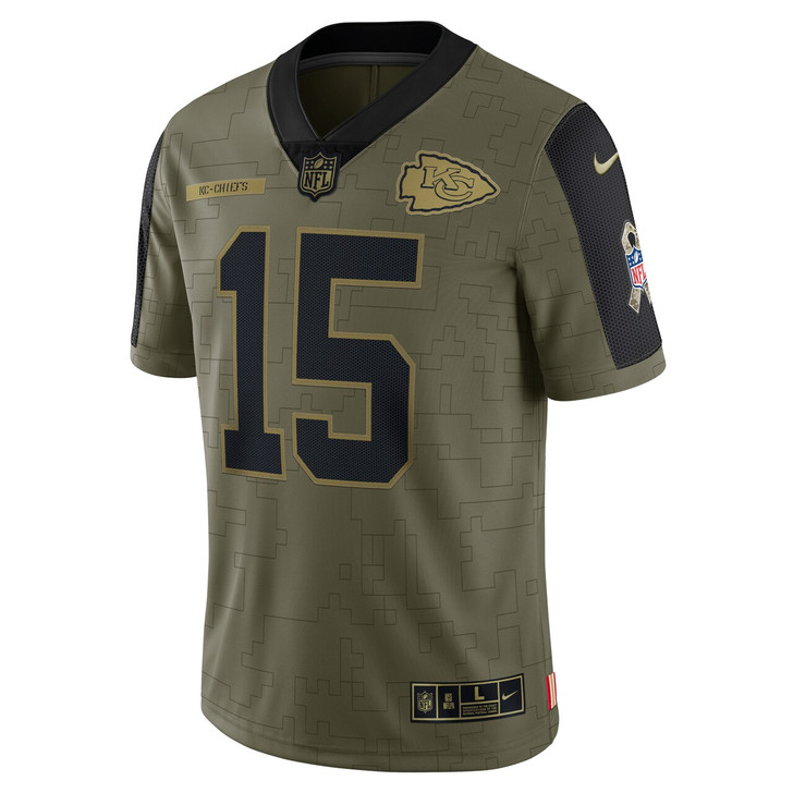 Patrick Mahomes Kansas City Chiefs Salute To Service Limited Player Jersey - Olive