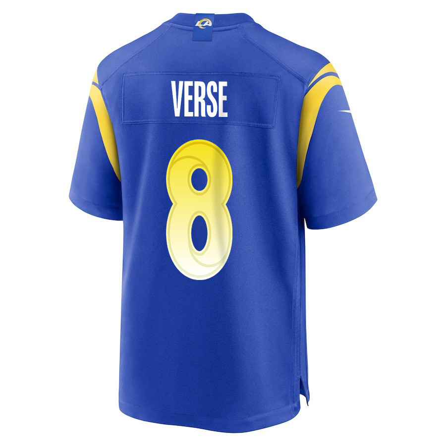 Jared Verse 8 Los Angeles Rams Super Bowl LIX New Orleans Patch Game Men Jersey - Royal