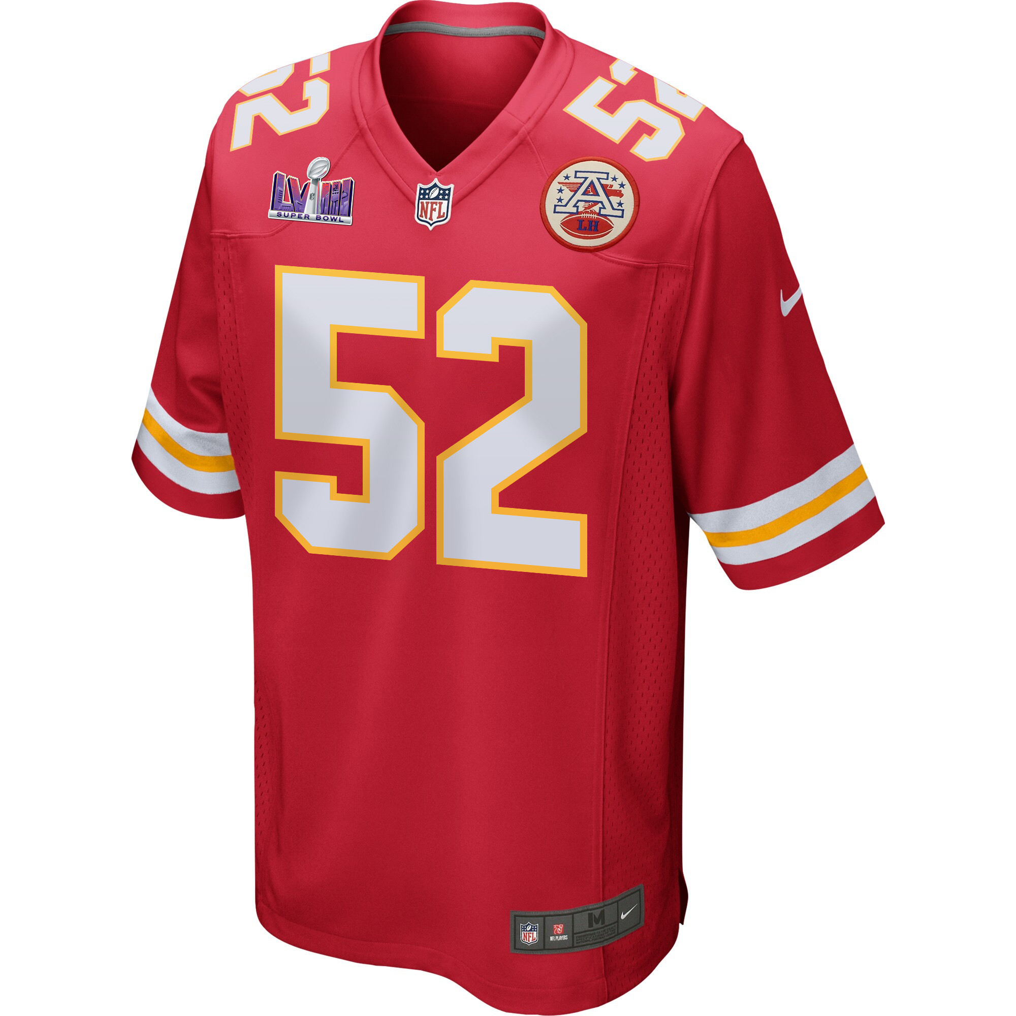 Creed Humphrey 52 Kansas City Chiefs Super Bowl LVIII Patch Game Men Jersey - Red