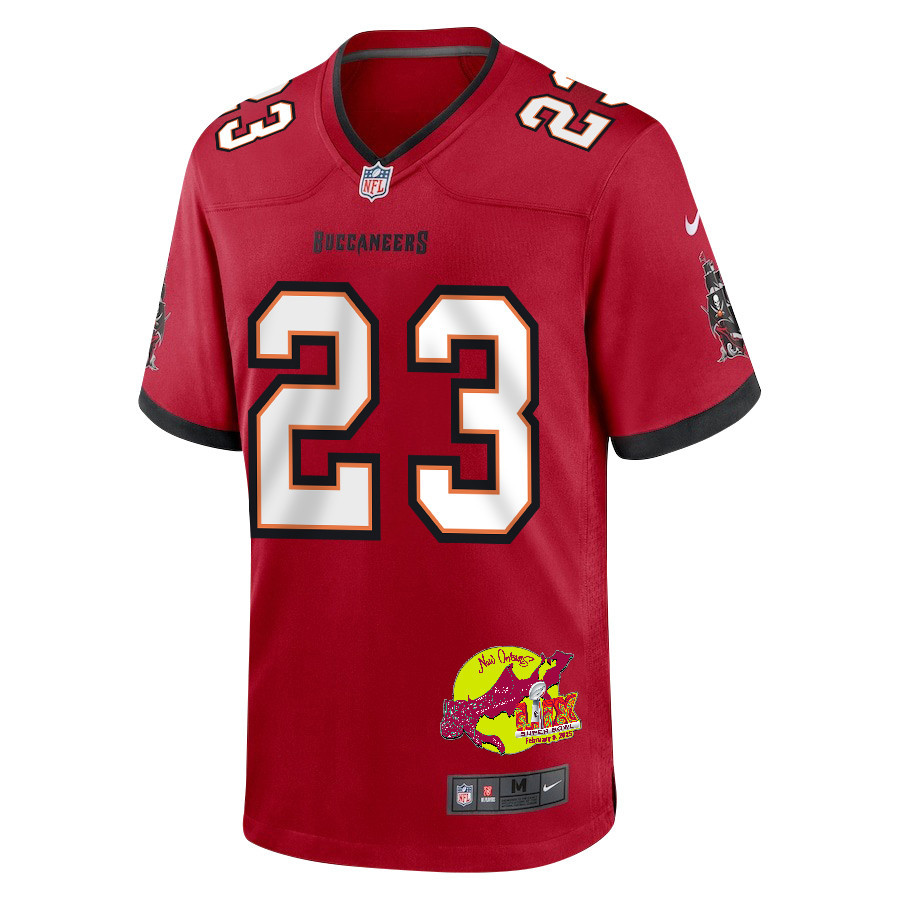 Tykee Smith 23 Tampa Bay Buccaneers Super Bowl LIX New Orleans Patch Game Men Jersey - Red