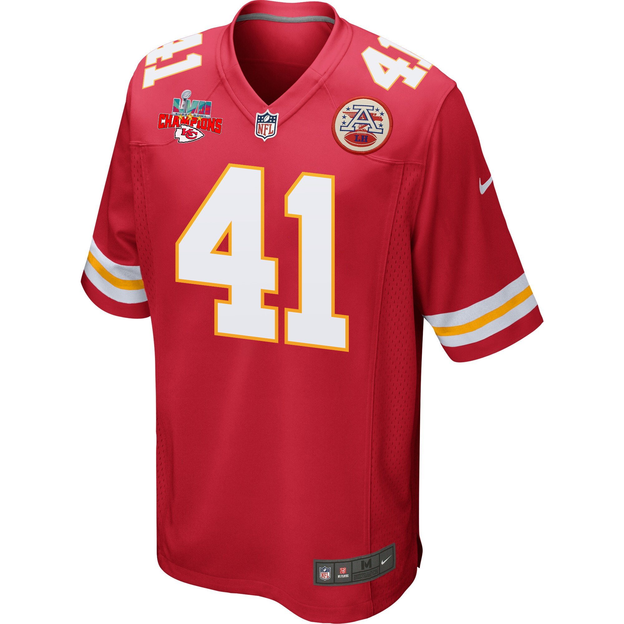 James Winchester 41 Kansas City Chiefs Super Bowl LVII Champions 3 Stars Men Game Jersey - Red