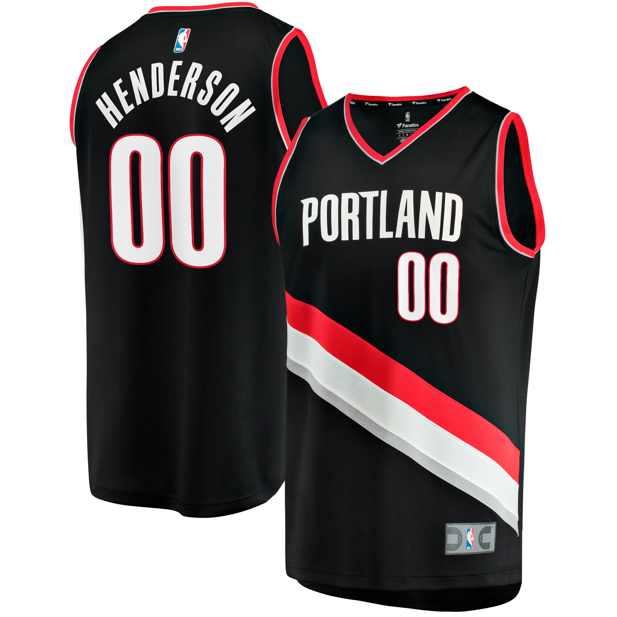 Scoot Henderson Portland Trail Blazers Fanatics Fast Break Replica Jersey - Icon Edition - Black