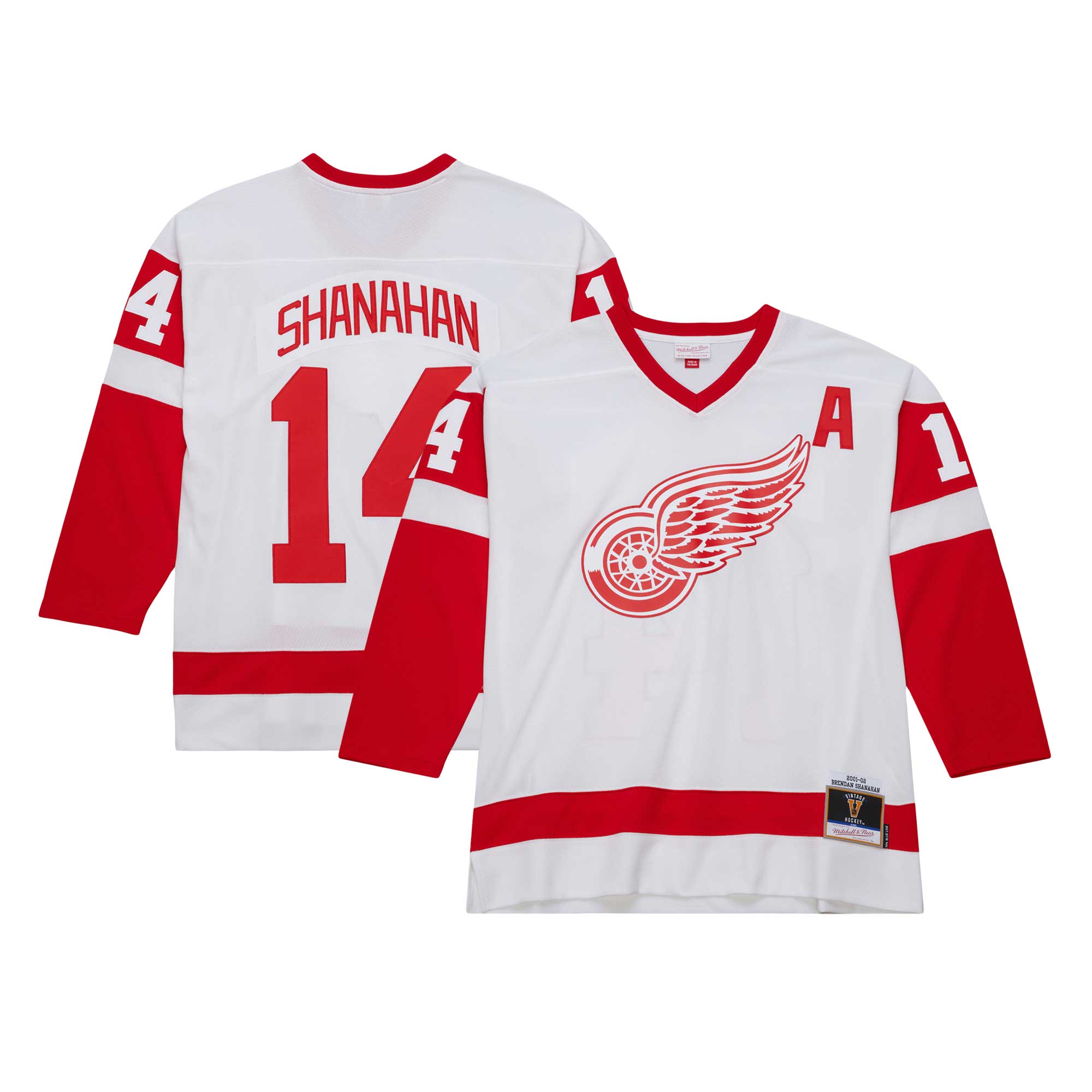 Brendan Shanahan Detroit Red Wings Mitchell & Ness 2001\/02 Alternate Captain Blue Line Player Jersey - White