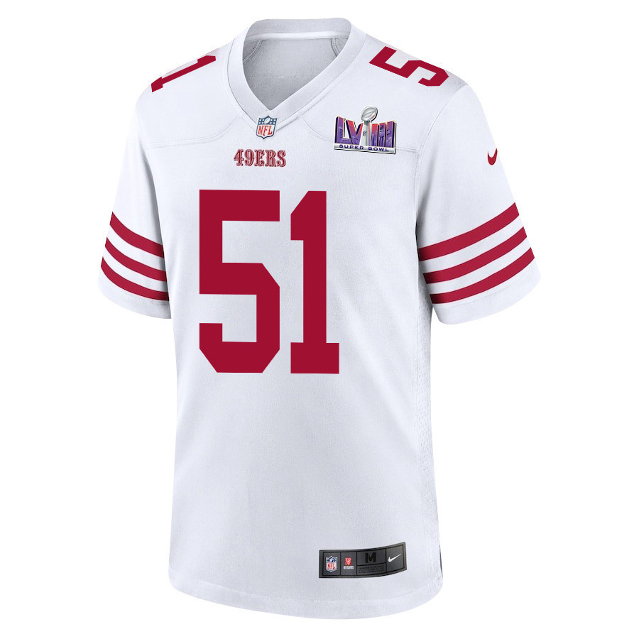 Robert Beal Jr. 51 San Francisco 49ers Super Bowl LVIII Patch Game Men Jersey - White