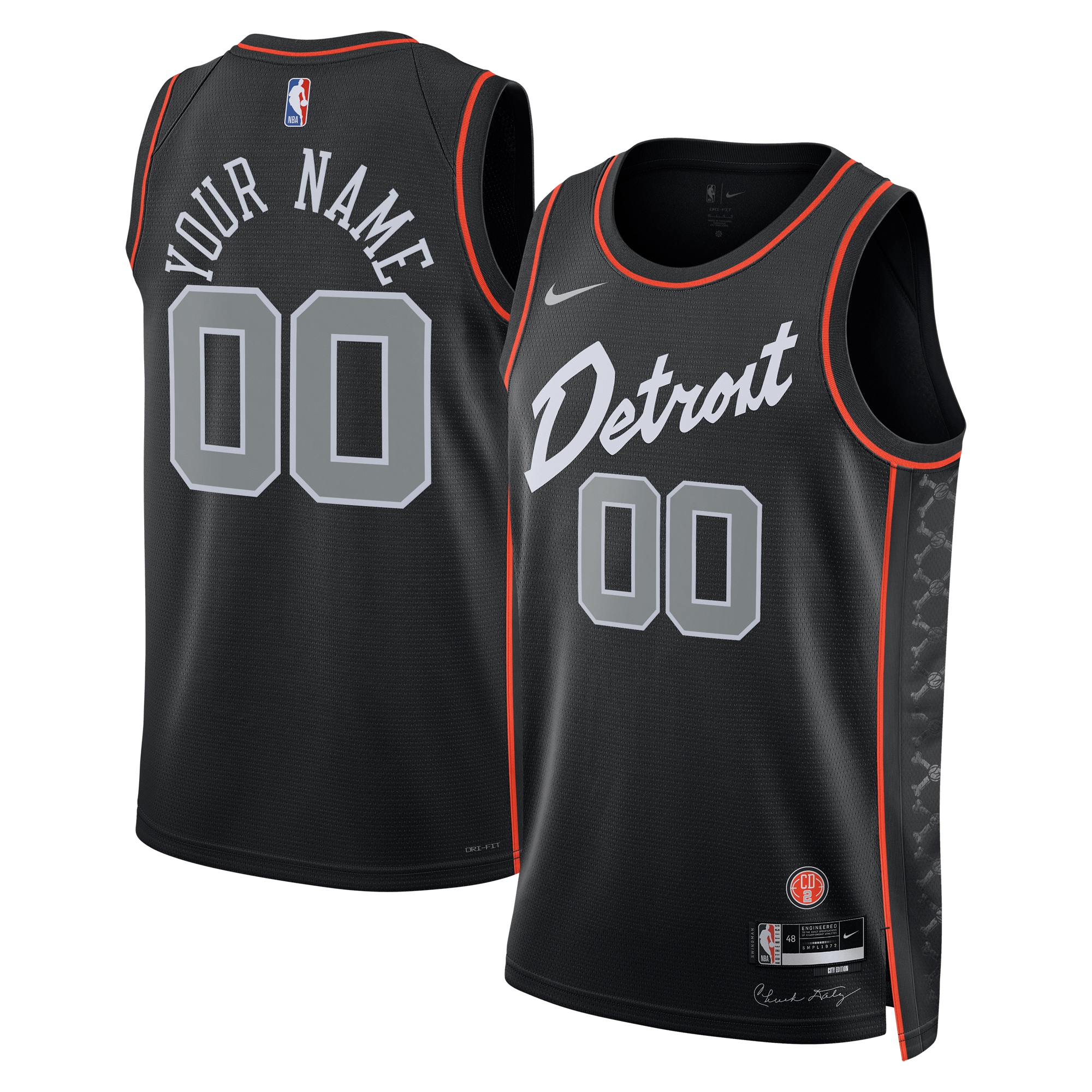 Detroit Pistons Unisex 2023\/24 Custom Swingman Jersey - Black - City Edition