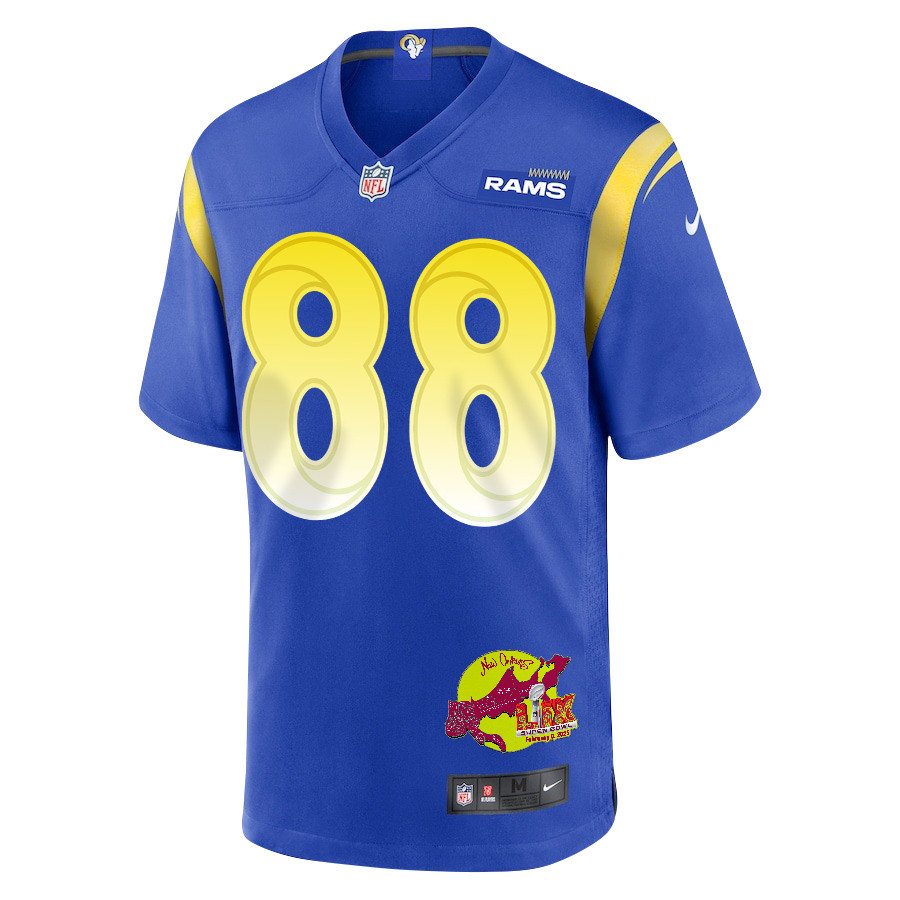 Jordan Whittington 88 Los Angeles Rams Super Bowl LIX New Orleans Patch Game Men Jersey - Royal