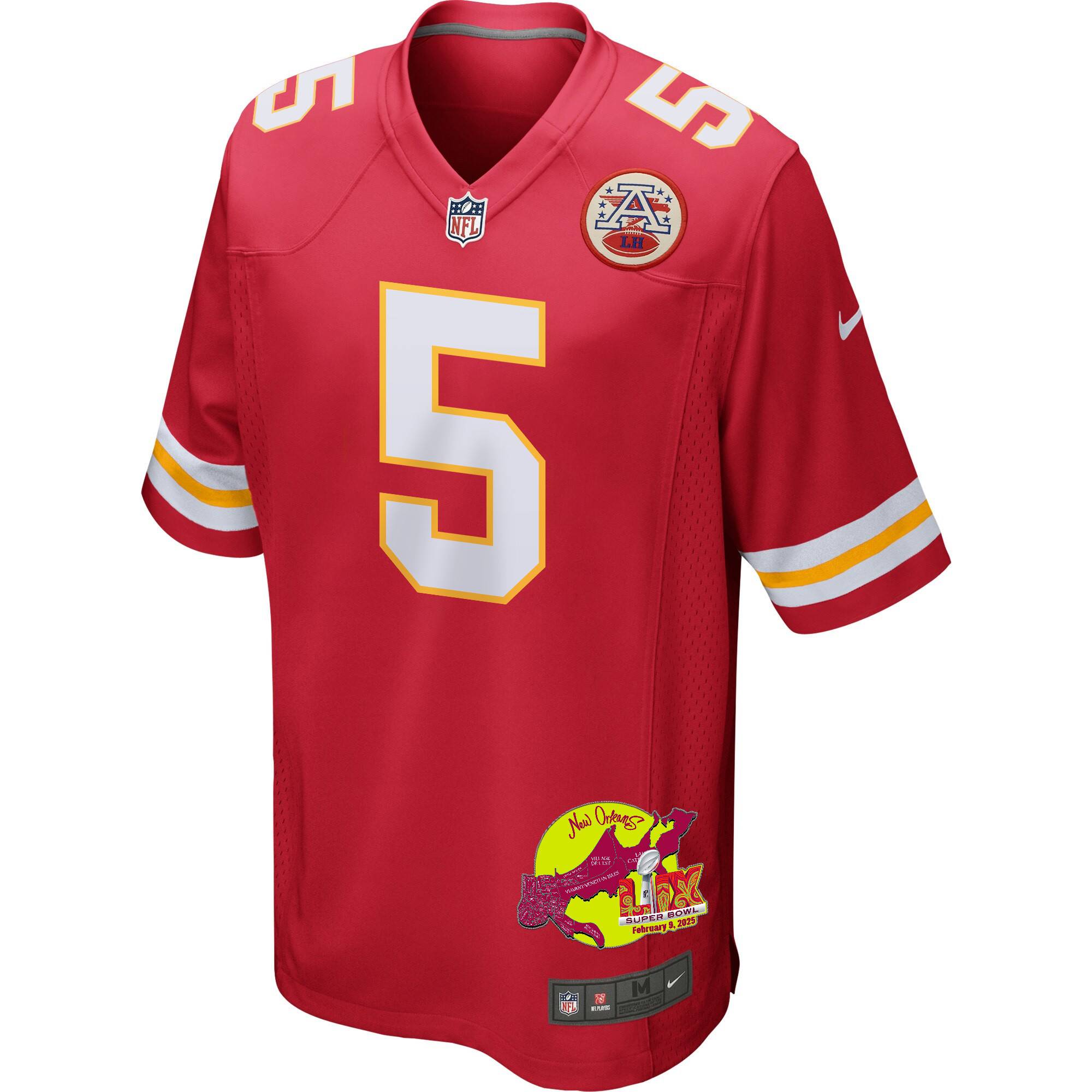 Hollywood Brown 5 Kansas City Chiefs Super Bowl LIX New Orleans Patch Game Men Jersey - Red