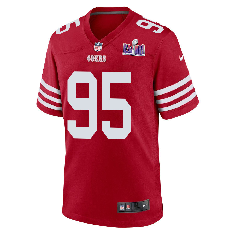Drake Jackson 95 San Francisco 49ers Super Bowl LVIII Patch Game Men Jersey - Scarlet