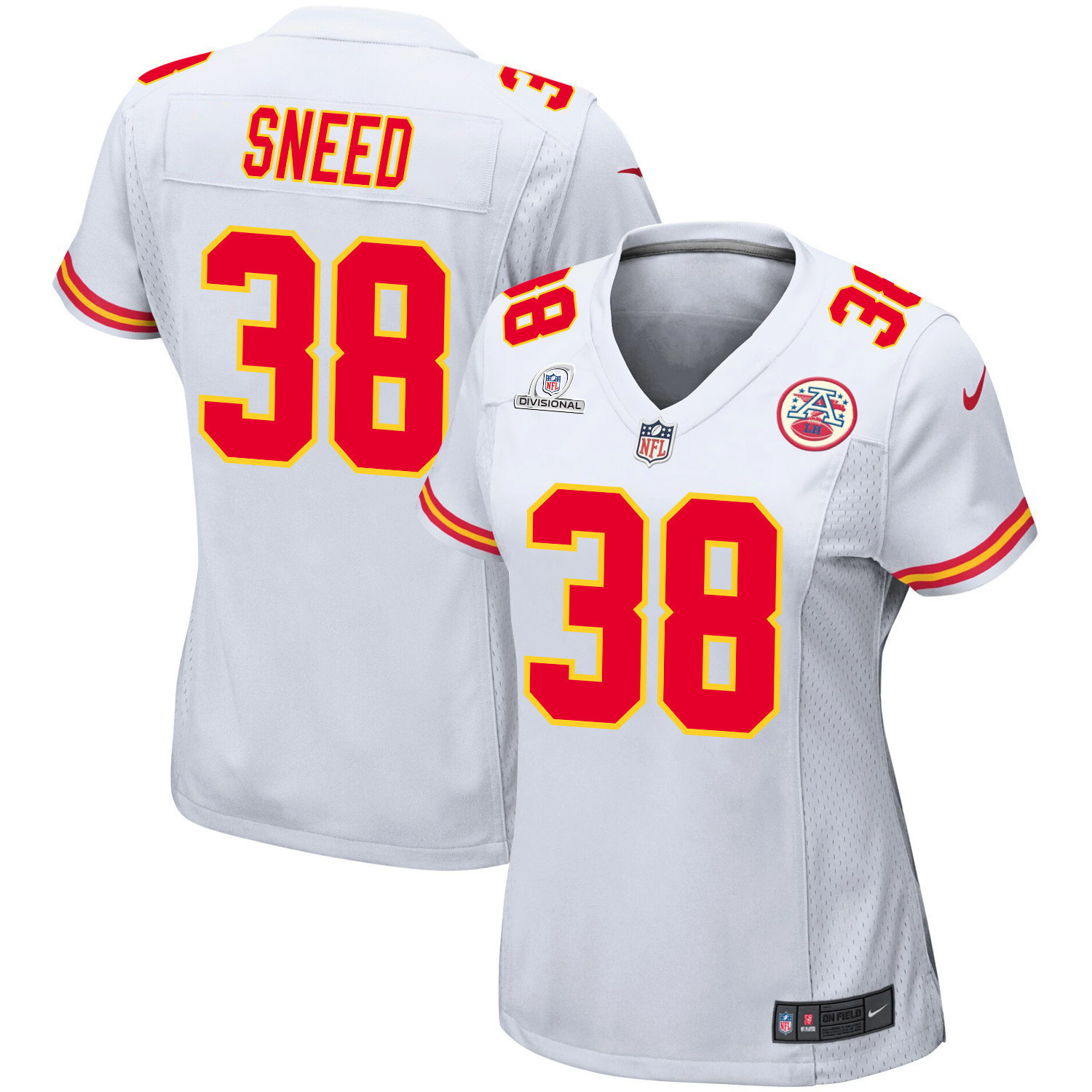 La'Mical Perine 29 Kansas City Chiefs Super Bowl LVIII Patch Game Women Jersey - White