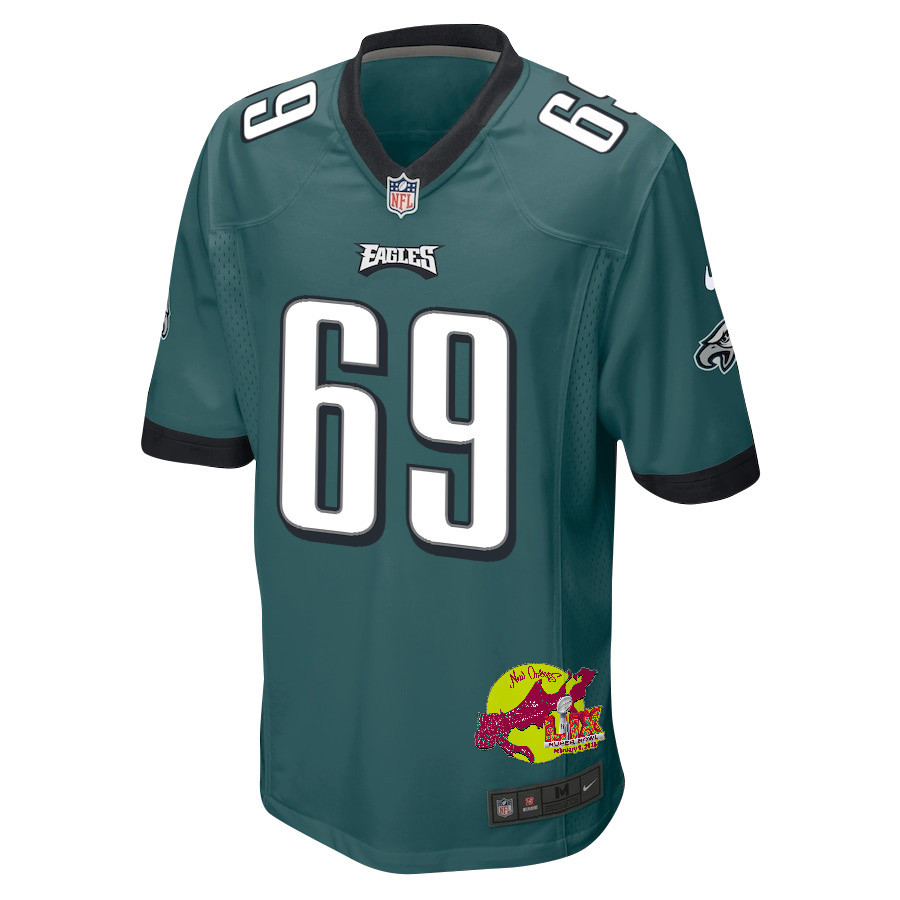 Landon Dickerson 69 Philadelphia Eagles Super Bowl LIX New Orleans Patch Game Men Jersey - Midnight Green