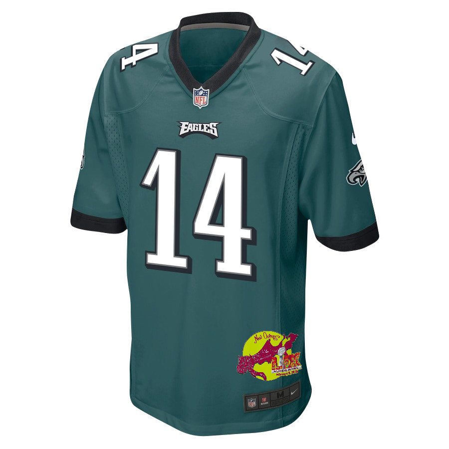 Kenneth Gainwell 14 Philadelphia Eagles Super Bowl LIX New Orleans Patch Game Men Jersey - Midnight Green