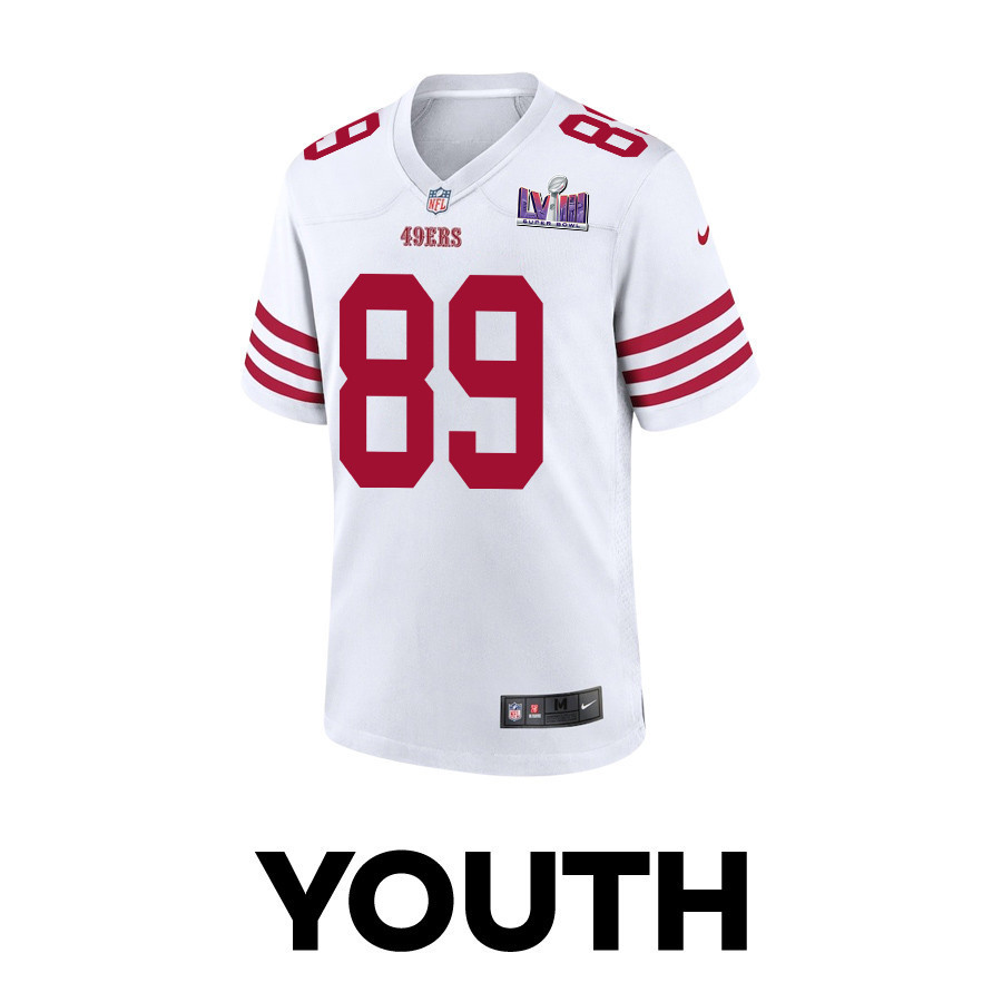 Charlie Woerner 89 San Francisco 49ers Super Bowl LVIII Patch Game YOUTH Jersey - White