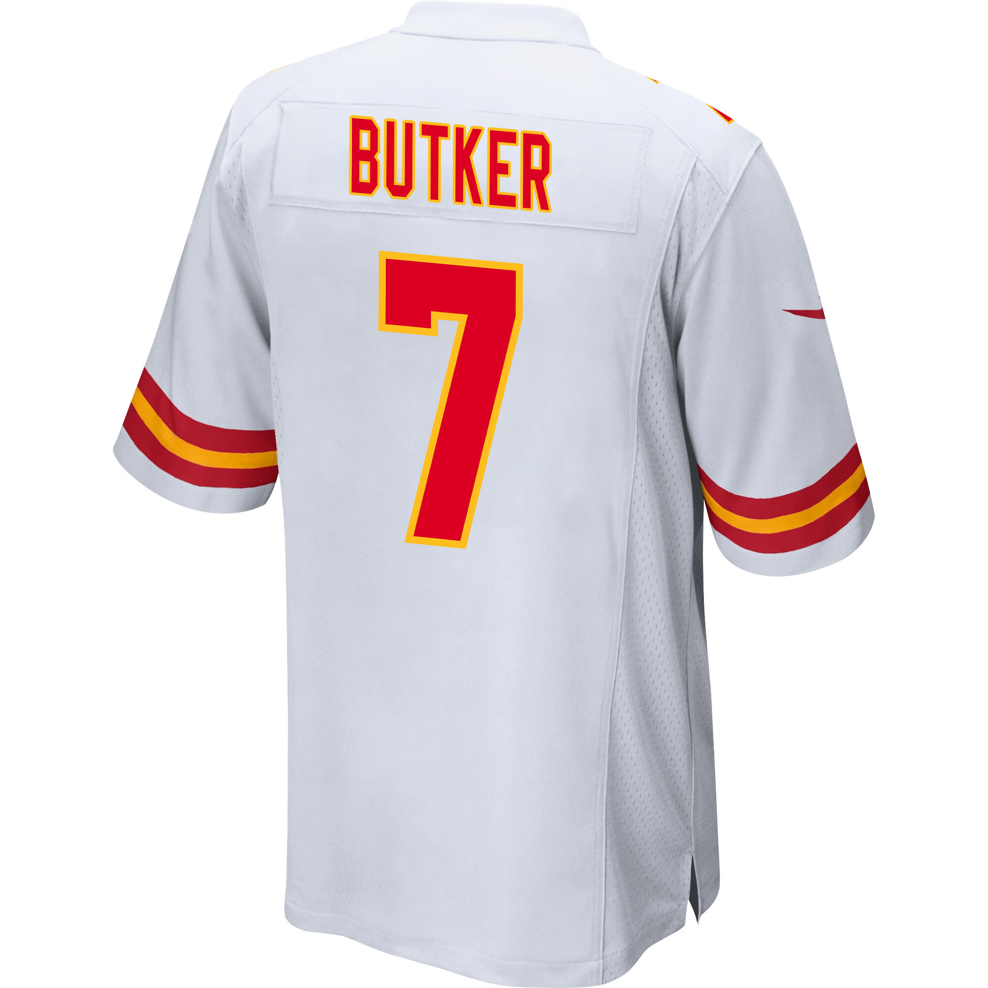 Harrison Butker 7 Kansas City Chiefs Super Bowl LVIII Champions 4X Game Men Jersey - White