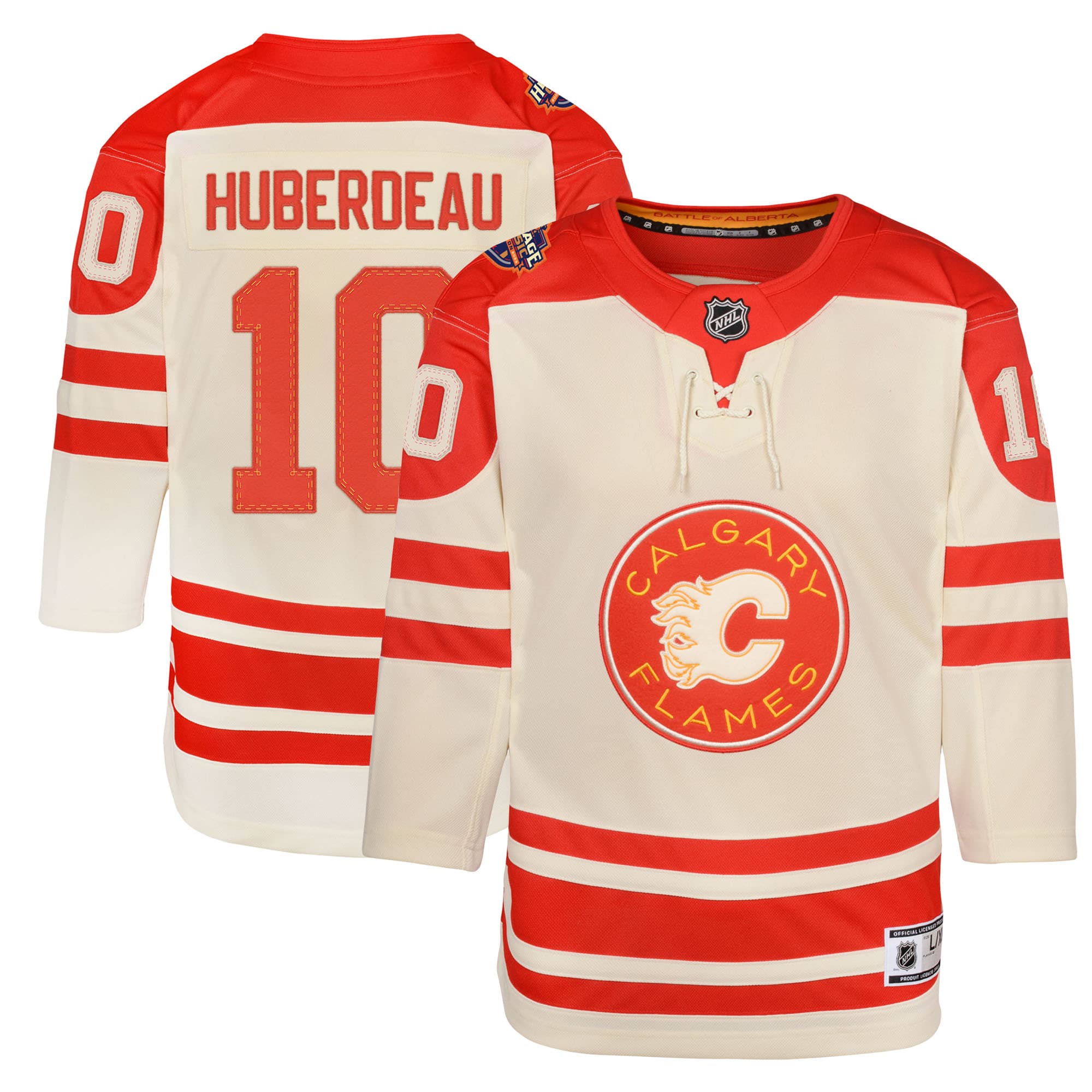 Jonathan Huberdeau Calgary Flames Youth 2023 NHL Heritage Classic Premier Player Jersey Cream