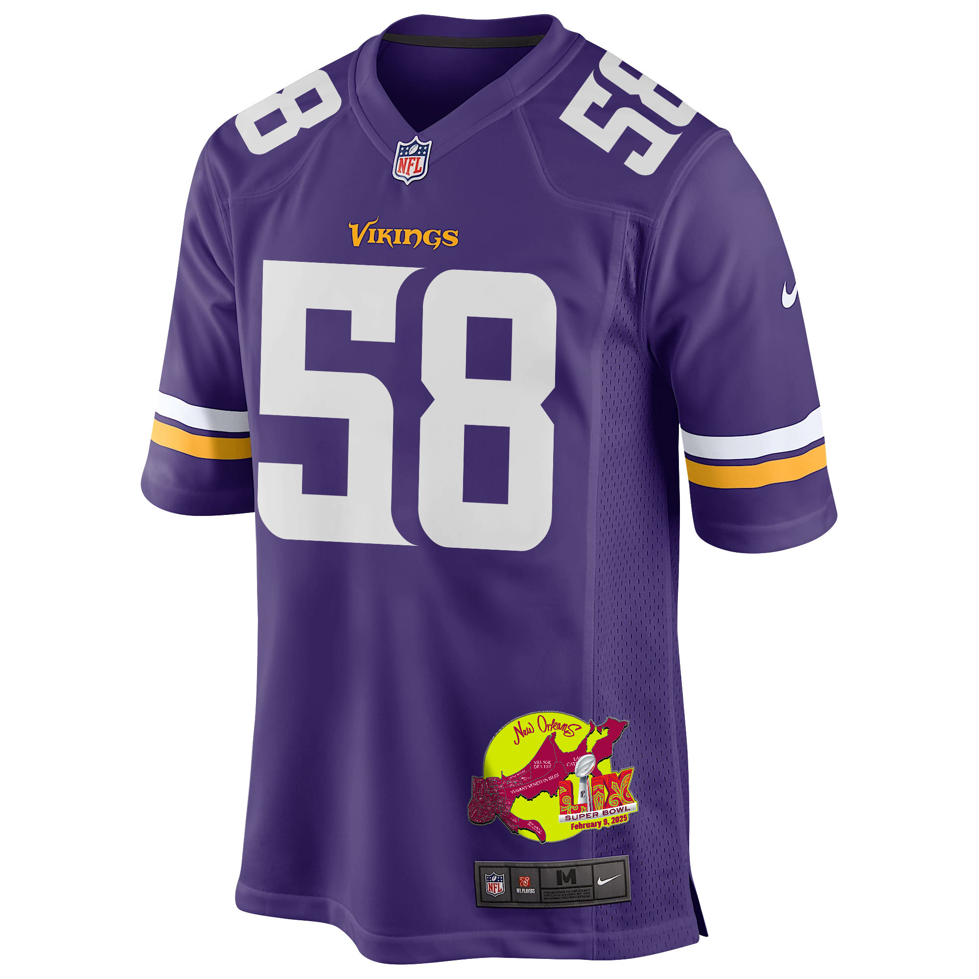 Jonathan Greenard 58 Minnesota Vikings Super Bowl LIX New Orleans Patch Game Men Jersey - Purple