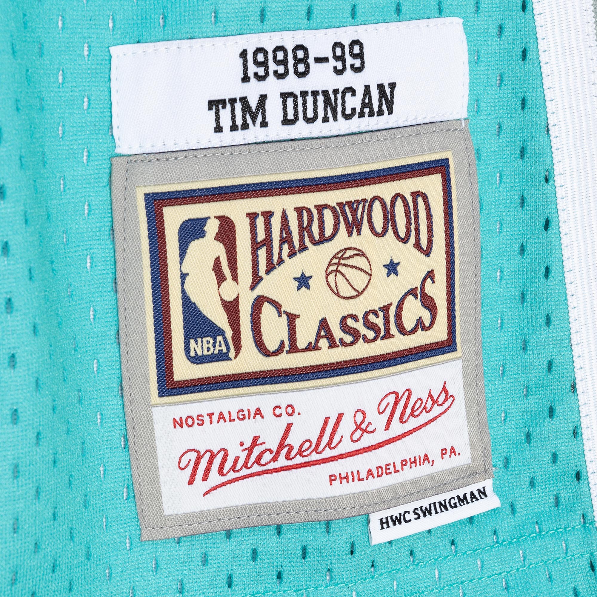 Tim Duncan San Antonio Spurs Mitchell & Ness Hardwood Classics 1998\/99 Split Swingman Jersey - Black\/Teal