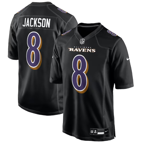 Baltimore Ravens Lamar Jackson Carbon Black Fashion Jersey