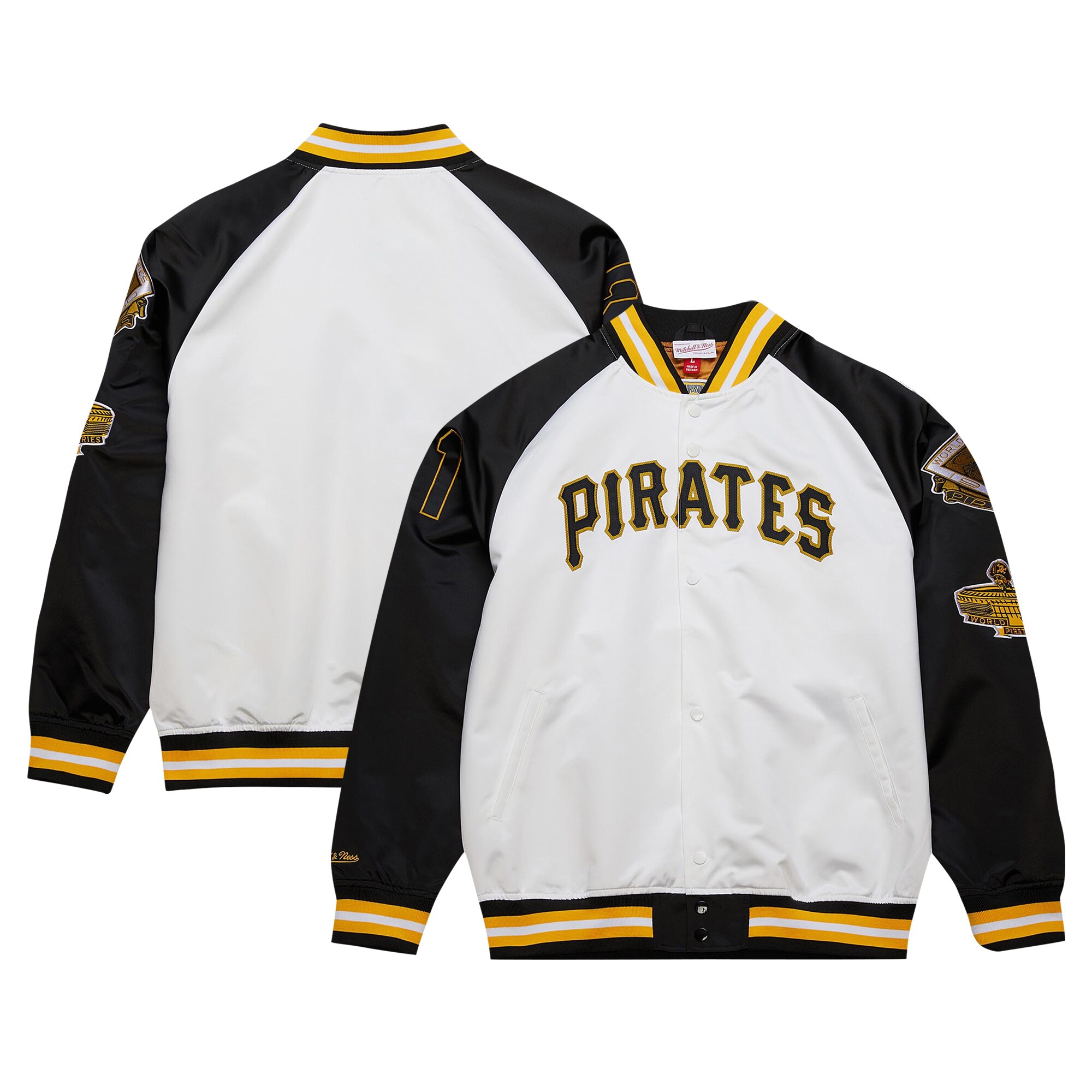 Roberto Clemente Pittsburgh Pirates Mitchell & Ness Cooperstown Collection Legends Lightweight Satin Raglan Full-Snap Jacket - White\/Black