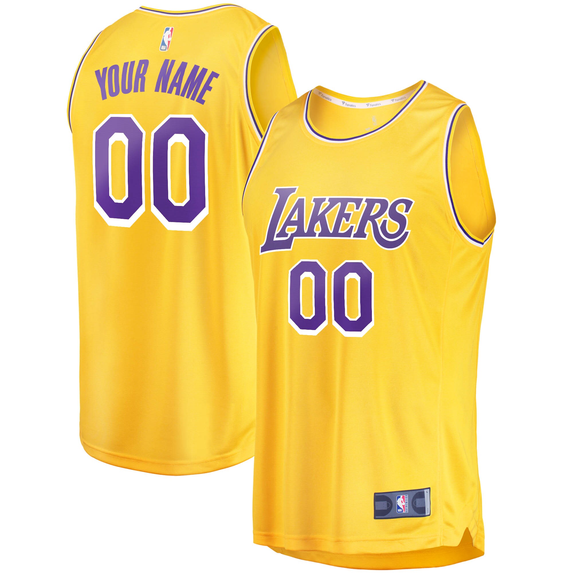 Los Angeles Lakers Fanatics Youth Fast Break Custom Replica Jersey Gold - Icon Edition