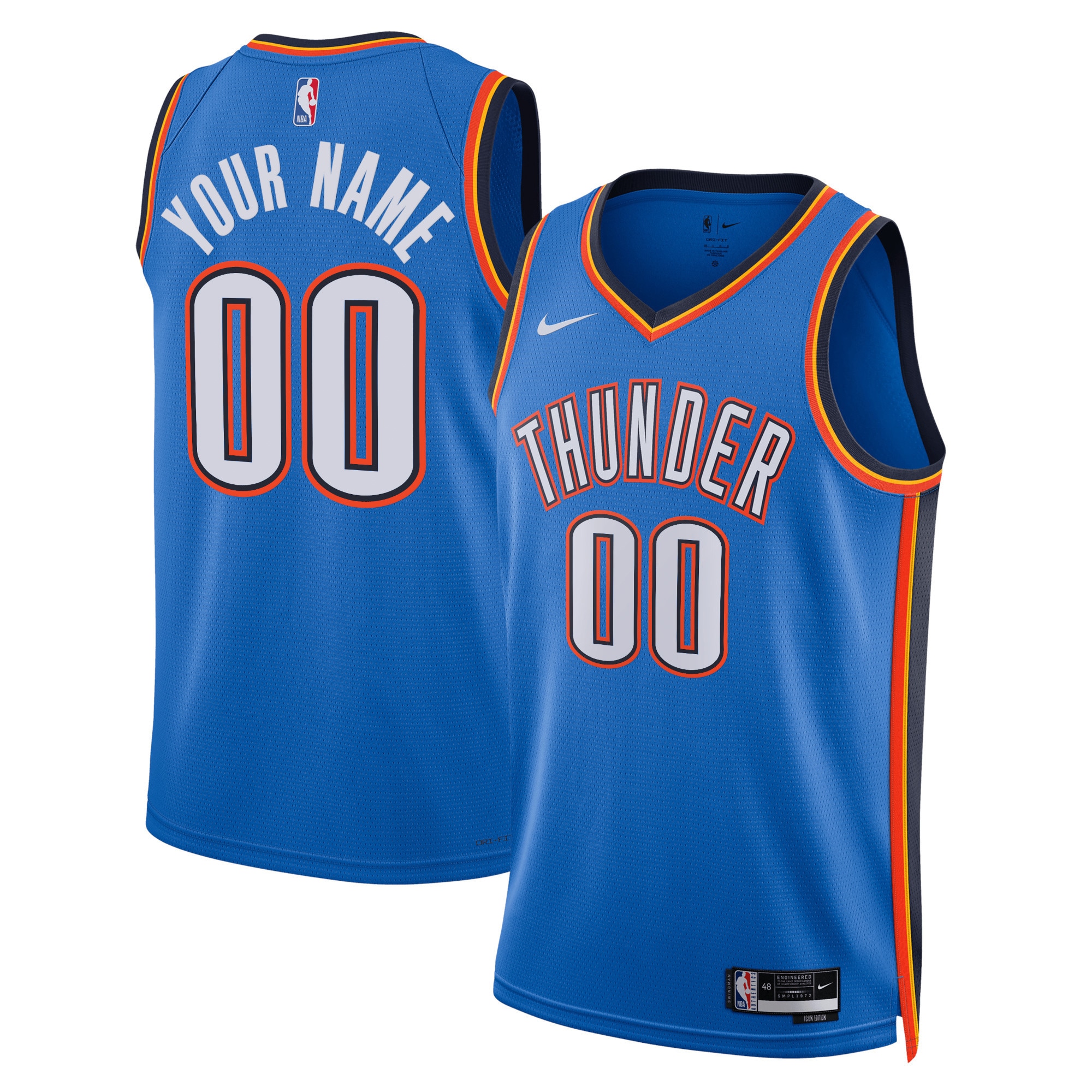 Oklahoma City Thunder Unisex Swingman Custom Jersey Blue - Icon Edition
