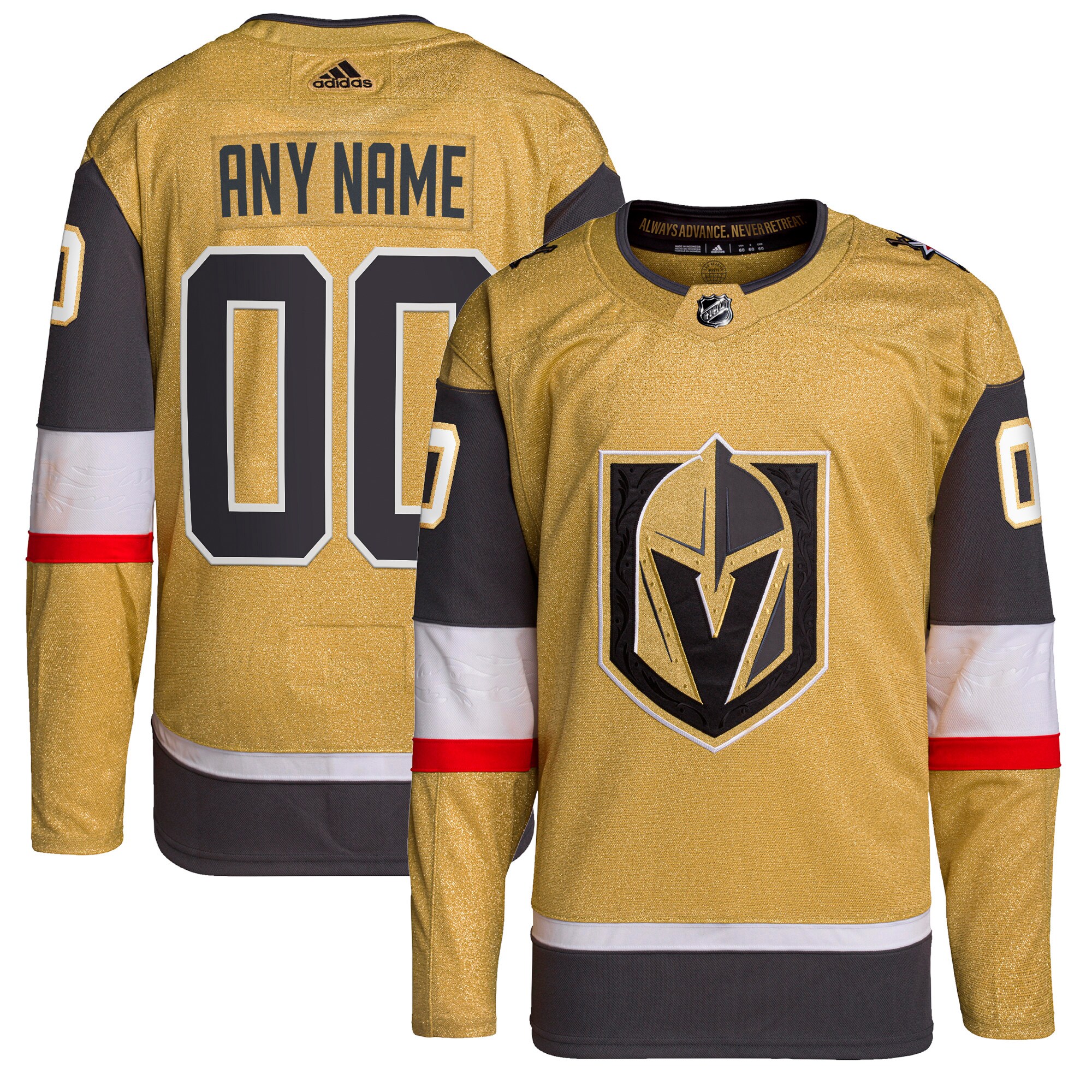 Vegas Golden Knights adidas Home Primegreen Authentic Custom Jersey - Gold