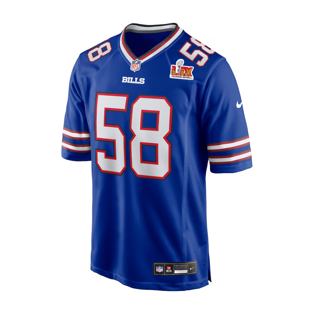 Matt Milano #58 Buffalo Bills Super Bowl LIX Jersey - Men's - Royal