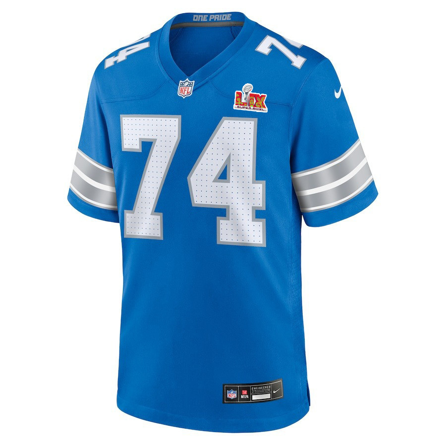 Kayode Awosika #74 Detroit Lions Super Bowl LIX Jersey - Men's - Blue