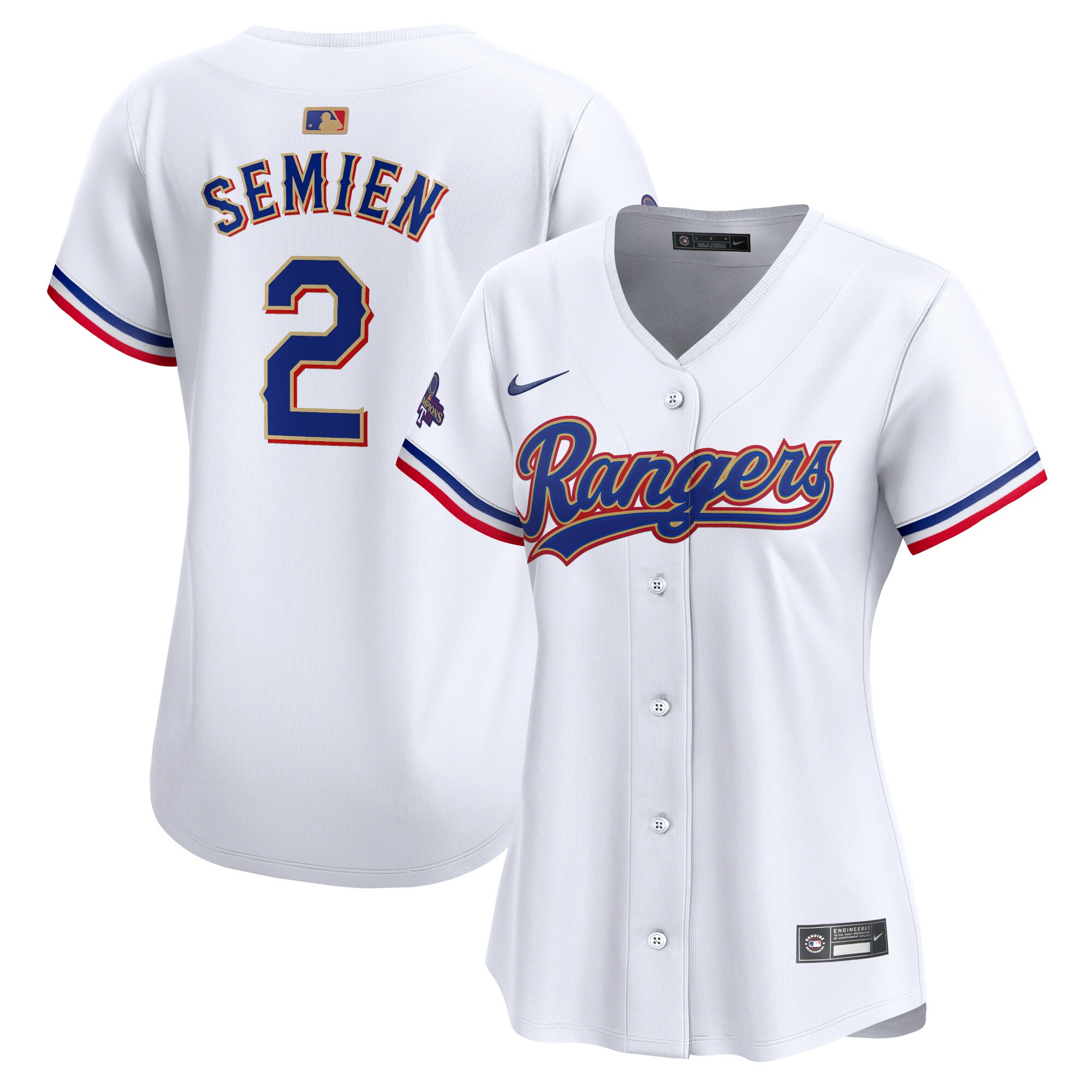 Marcus Semien Texas Rangers Women's 2024 Gold Collection Limited Player Jersey White
