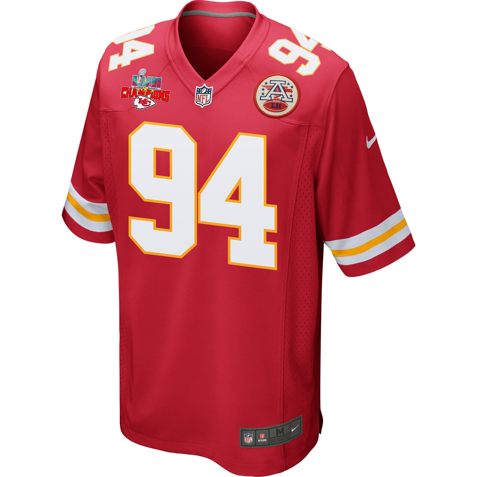 Malik Herring 94 Kansas City Chiefs Super Bowl LVII Champions 3 Stars Men Game Jersey - Red