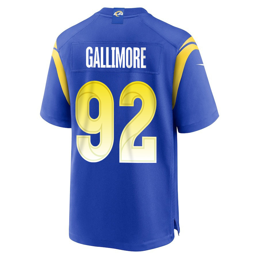 Neville Gallimore 92 Los Angeles Rams Super Bowl LIX New Orleans Patch Game Men Jersey - Royal