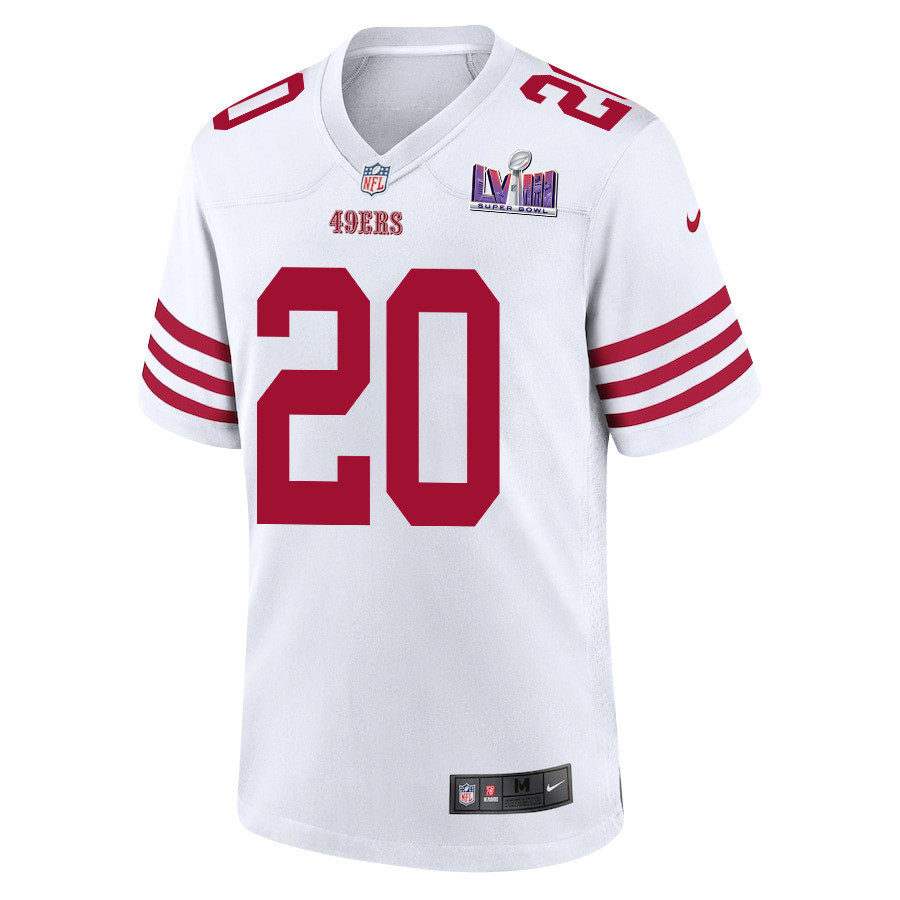 Ambry Thomas 20 San Francisco 49ers Super Bowl LVIII Patch Game Men Jersey - White