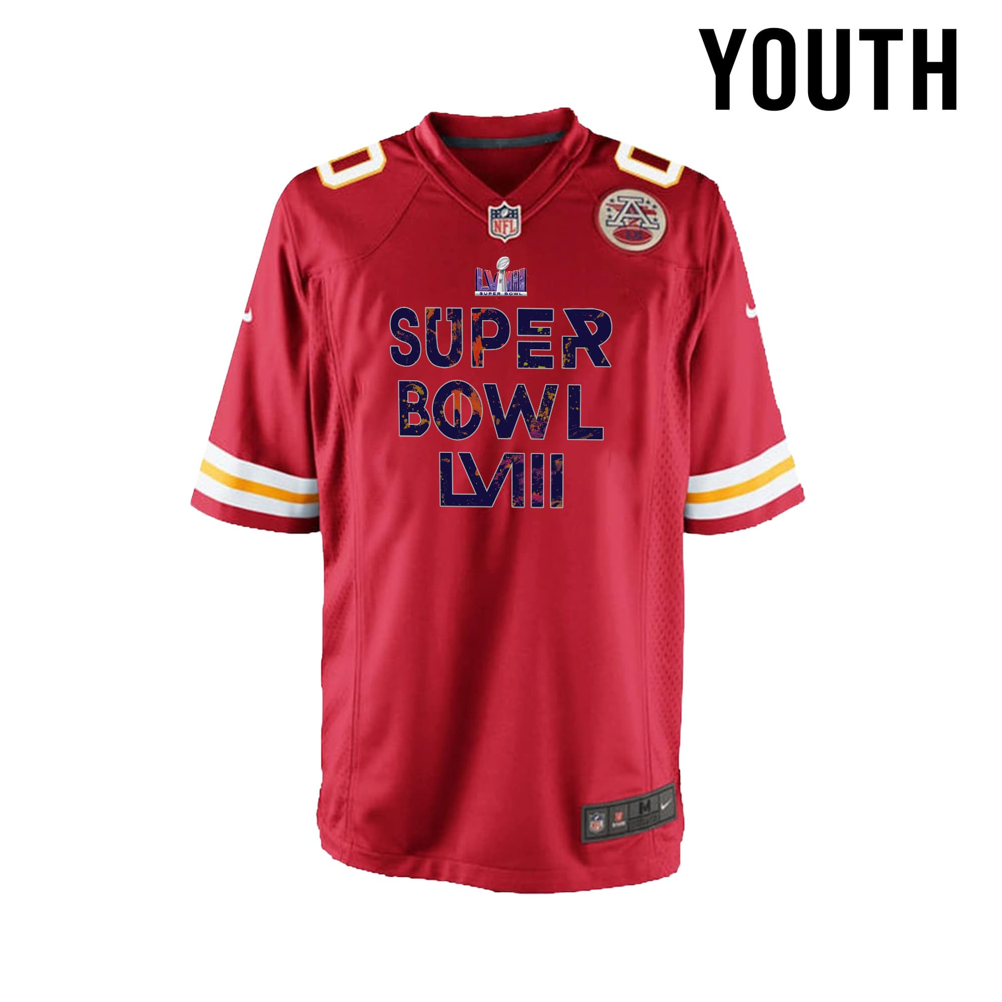 Kansas City Chiefs Super Bowl LVIII Vintage Game YOUTH Jersey - Red V42