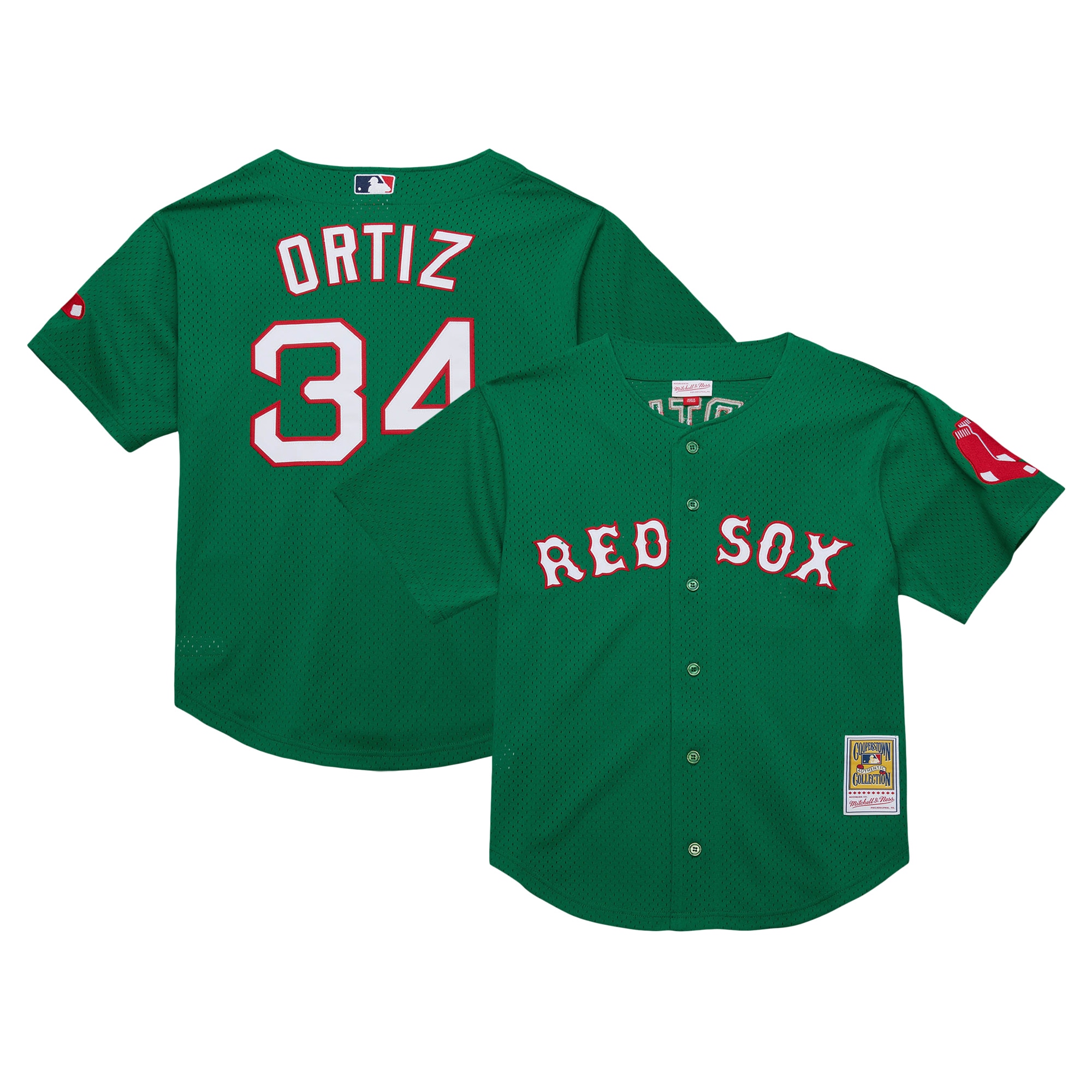 David Ortiz Boston Red Sox Mitchell & Ness Youth Cooperstown CollectionMesh Batting Practice Jersey - Green