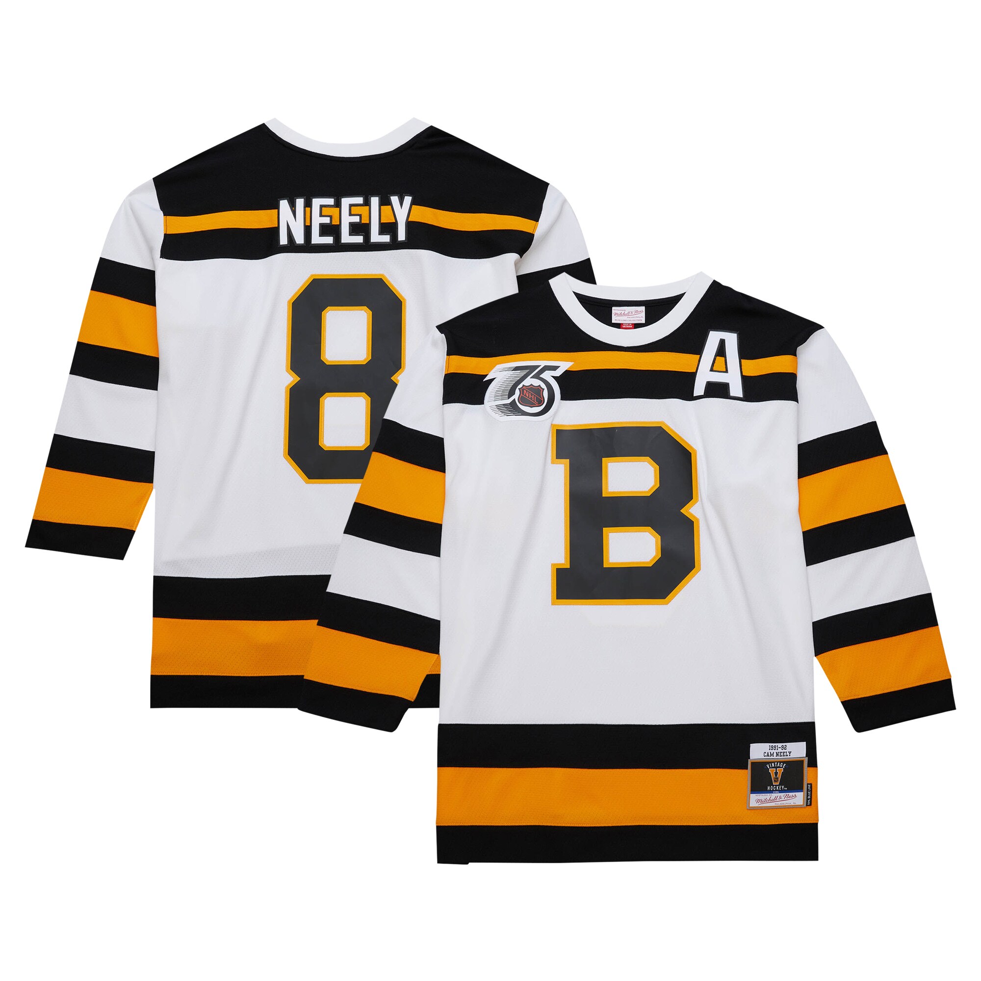 Cam Neely Boston Bruins Mitchell & Ness 1991\/92 Alternate Captain Blue Line Player Jersey - White