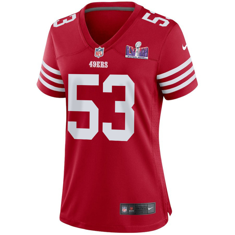 Dee Winters 53 San Francisco 49ers Super Bowl LVIII Patch Game Women Jersey - Scarlet