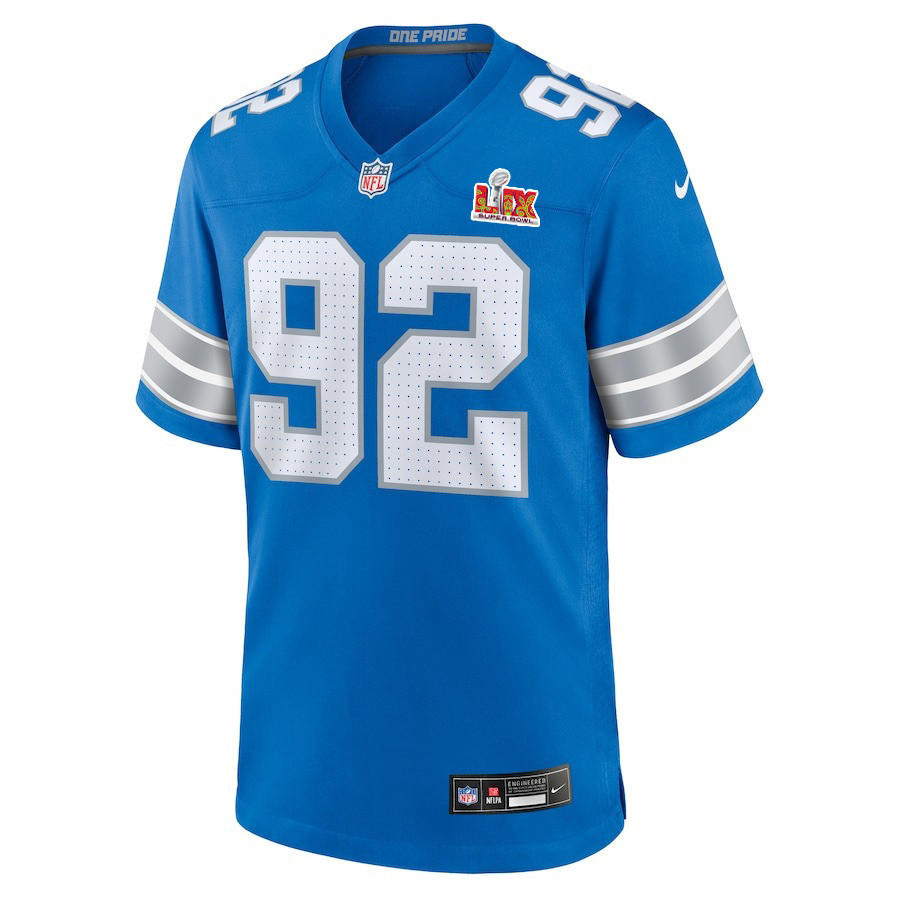 Marcus Davenport #92 Detroit Lions Super Bowl LIX Jersey - Men's - Blue