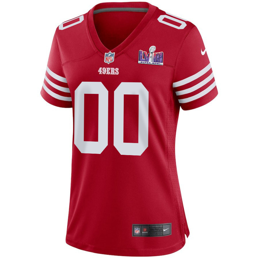 San Francisco 49ers Super Bowl LVIII Patch Game Women Custom Jersey - Scarlet
