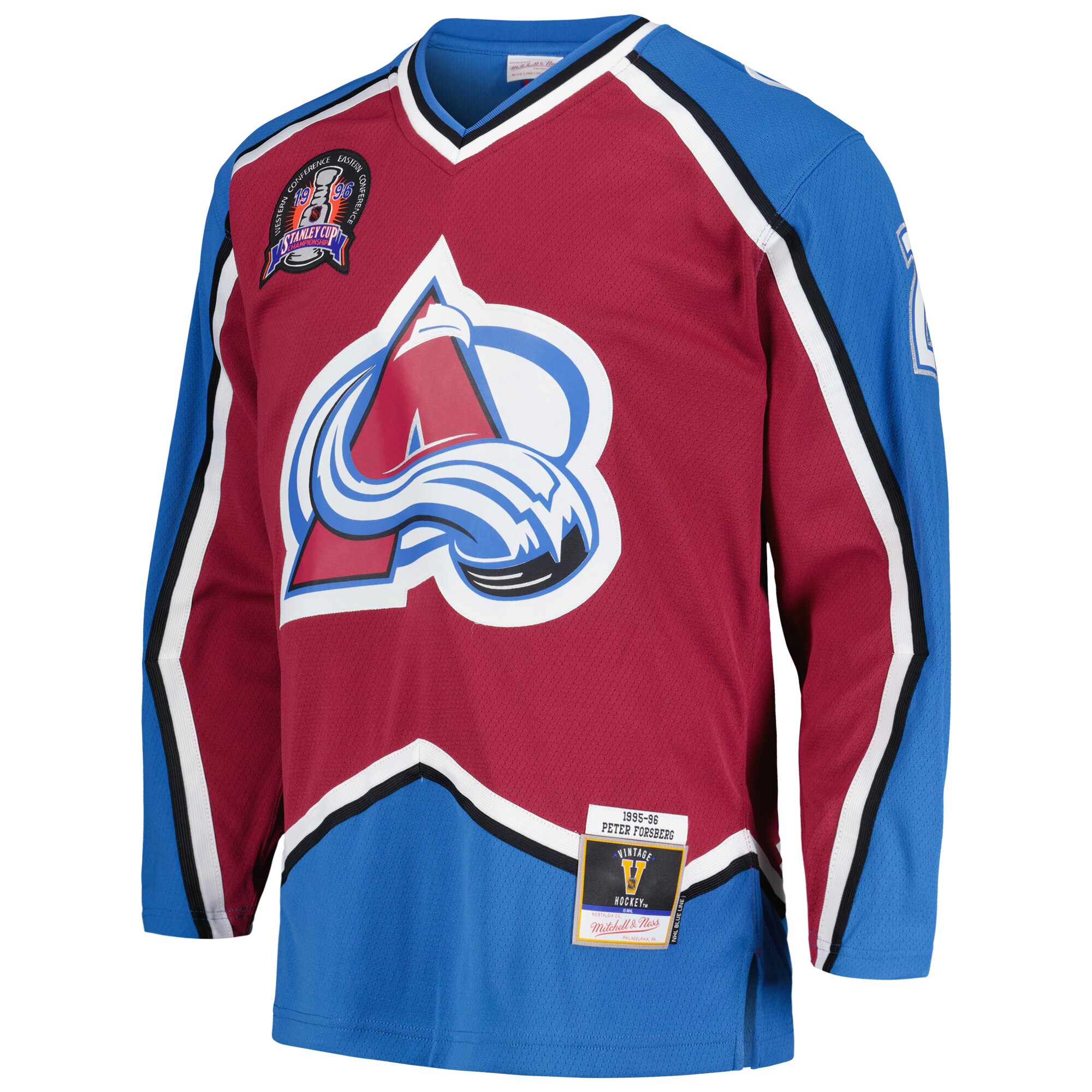 Peter Forsberg Colorado Avalanche Mitchell & Ness 1995\/96 Blue Line Player Jersey - Burgundy