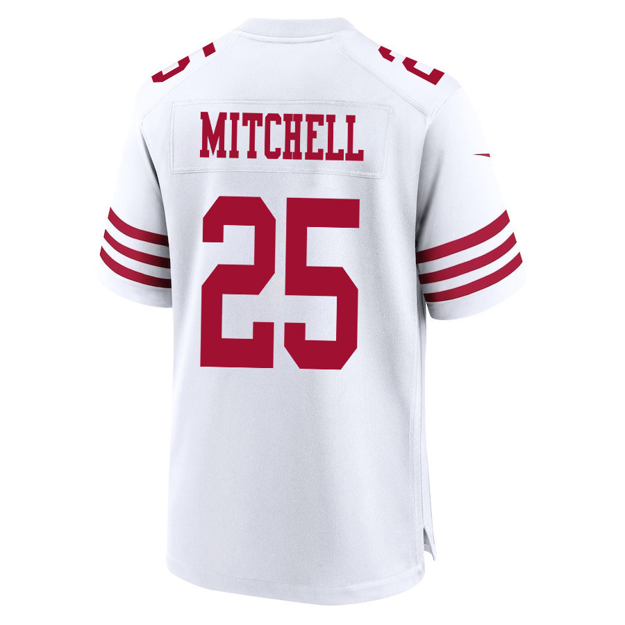 Elijah Mitchell 25 San Francisco 49ers Super Bowl LVIII Patch Game Men Jersey - White