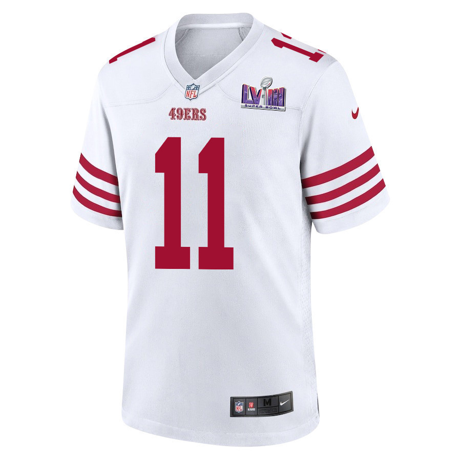 Brandon Aiyuk 11 San Francisco 49ers Super Bowl LVIII Patch Game Men Jersey - White
