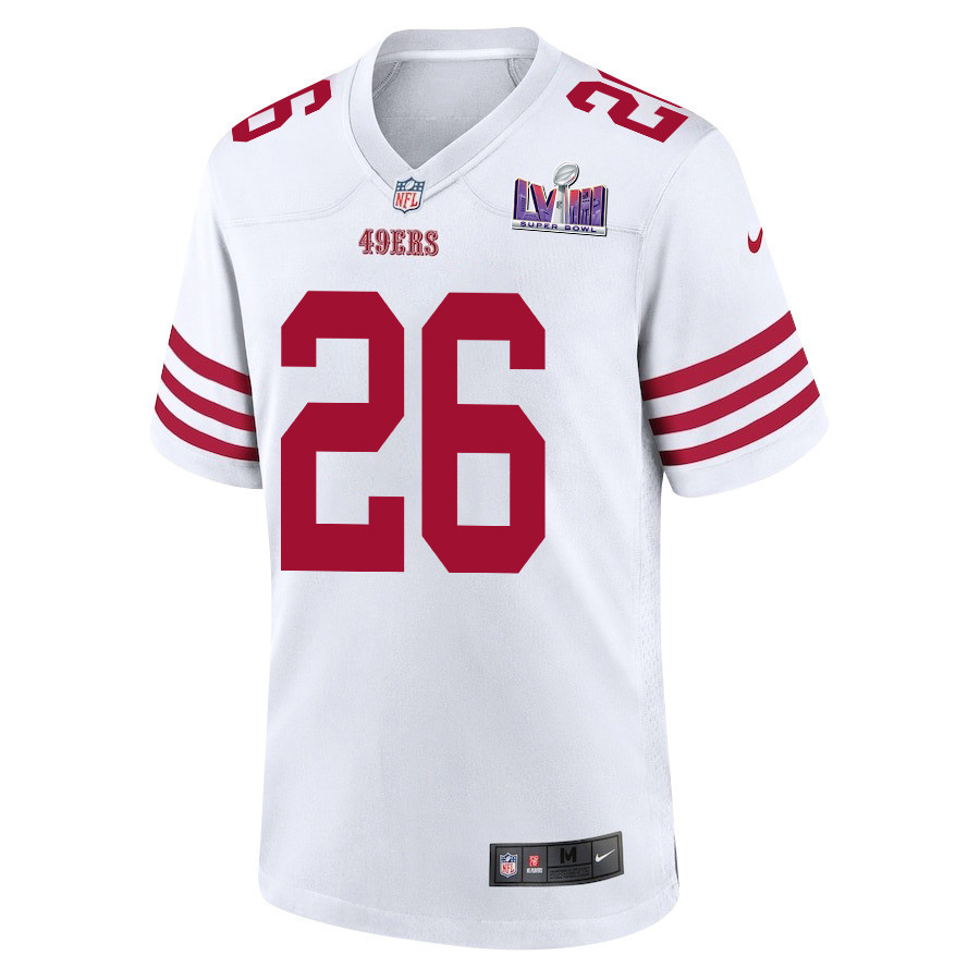 Isaiah Oliver 26 San Francisco 49ers Super Bowl LVIII Patch Game Men Jersey - White