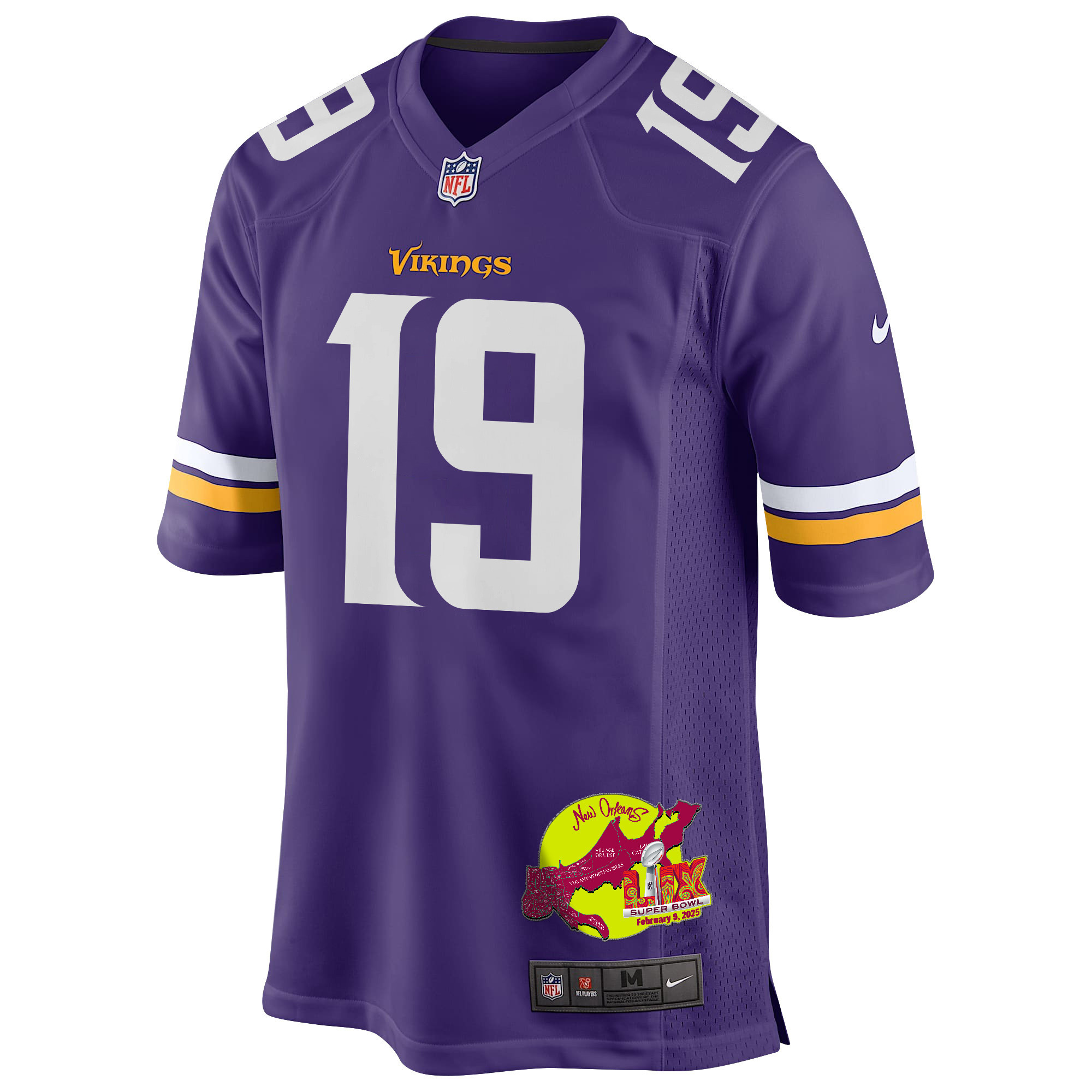 Brett Rypien 19 Minnesota Vikings Super Bowl LIX New Orleans Patch Game Men Jersey - Purple