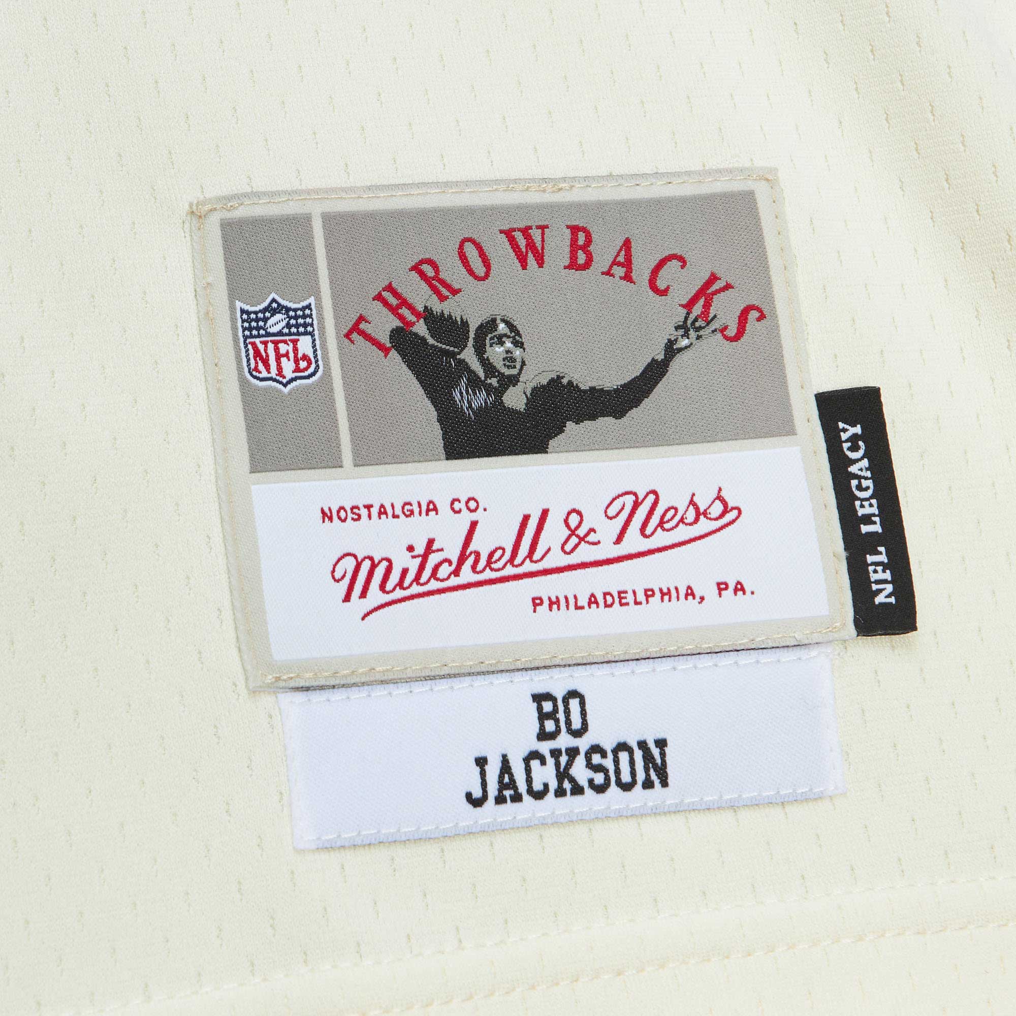 Bo Jackson Las Vegas Raiders Mitchell & Ness Chainstitch Legacy Jersey - Cream