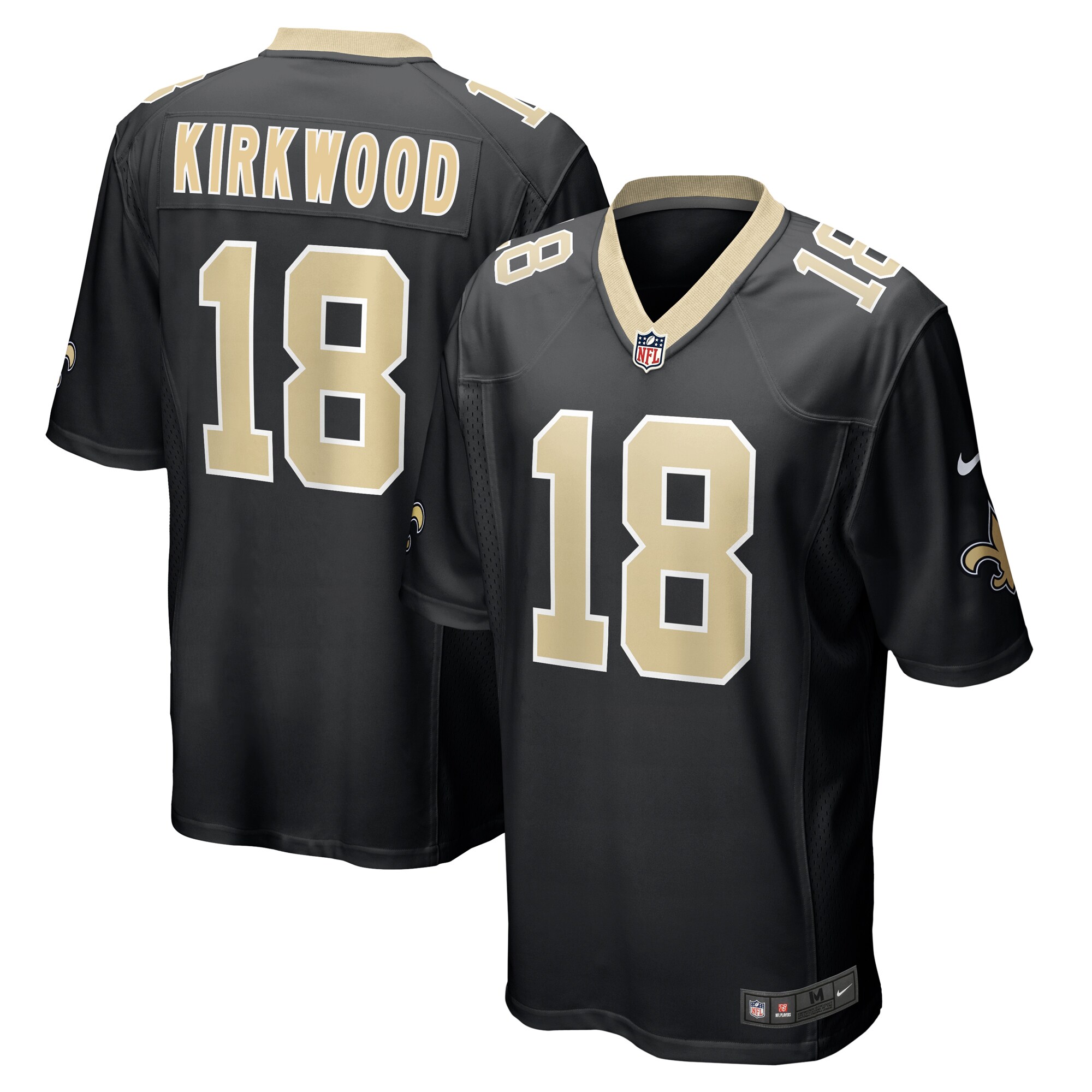 Keith Kirkwood New Orleans Saints  Team Game Jersey -  Black